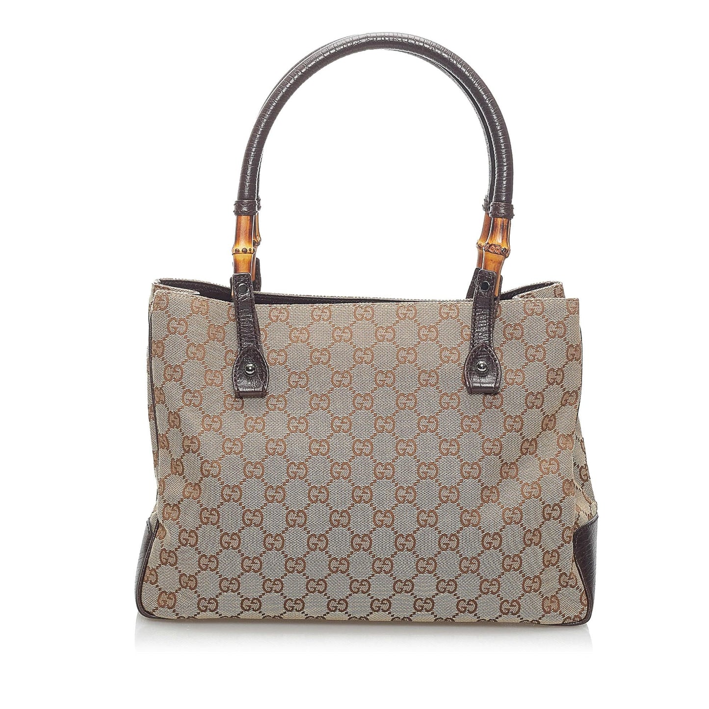 Gucci GG Bamboo SHG Canvas Brown Satchel Bag
