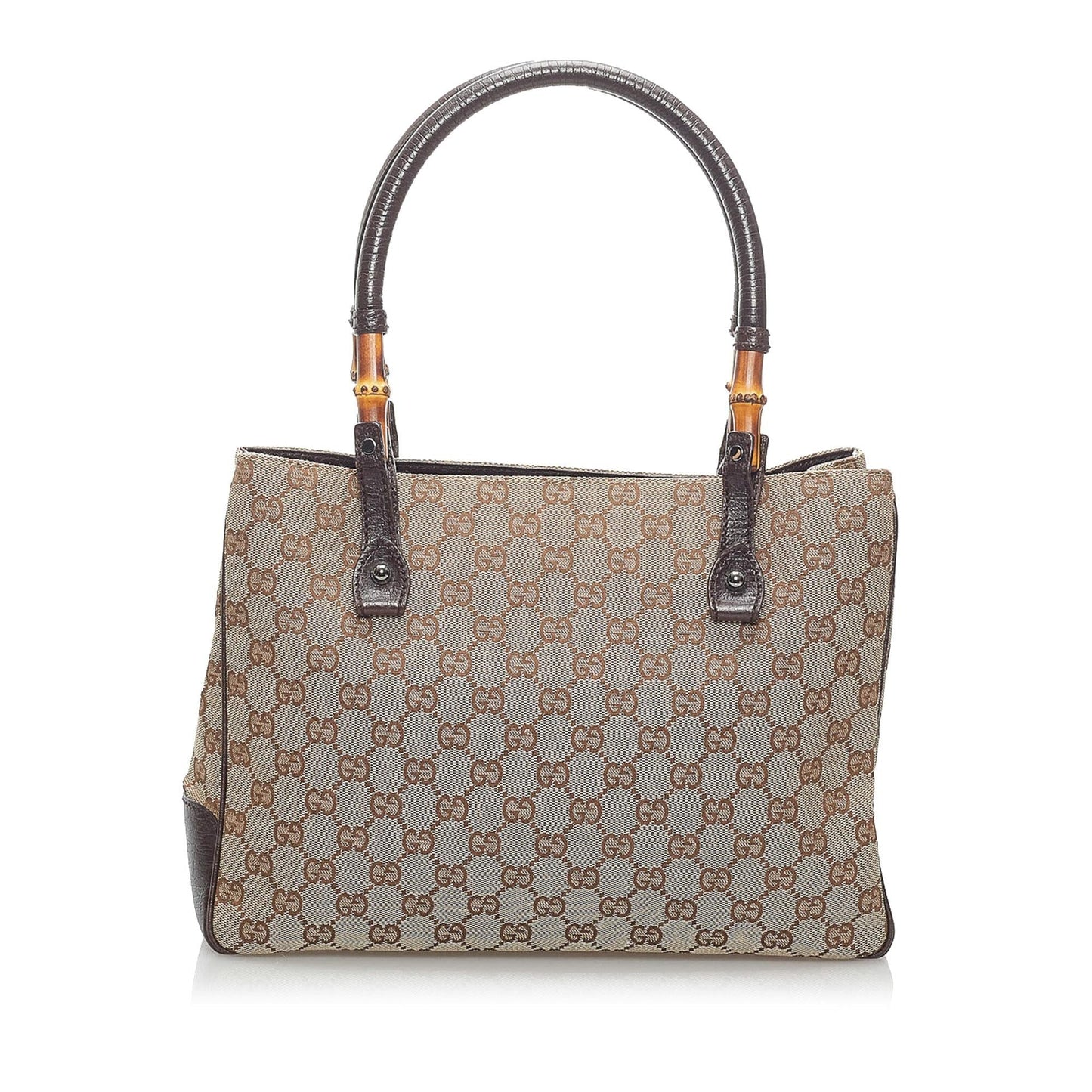 Gucci GG Bamboo SHG Canvas Brown Satchel Bag