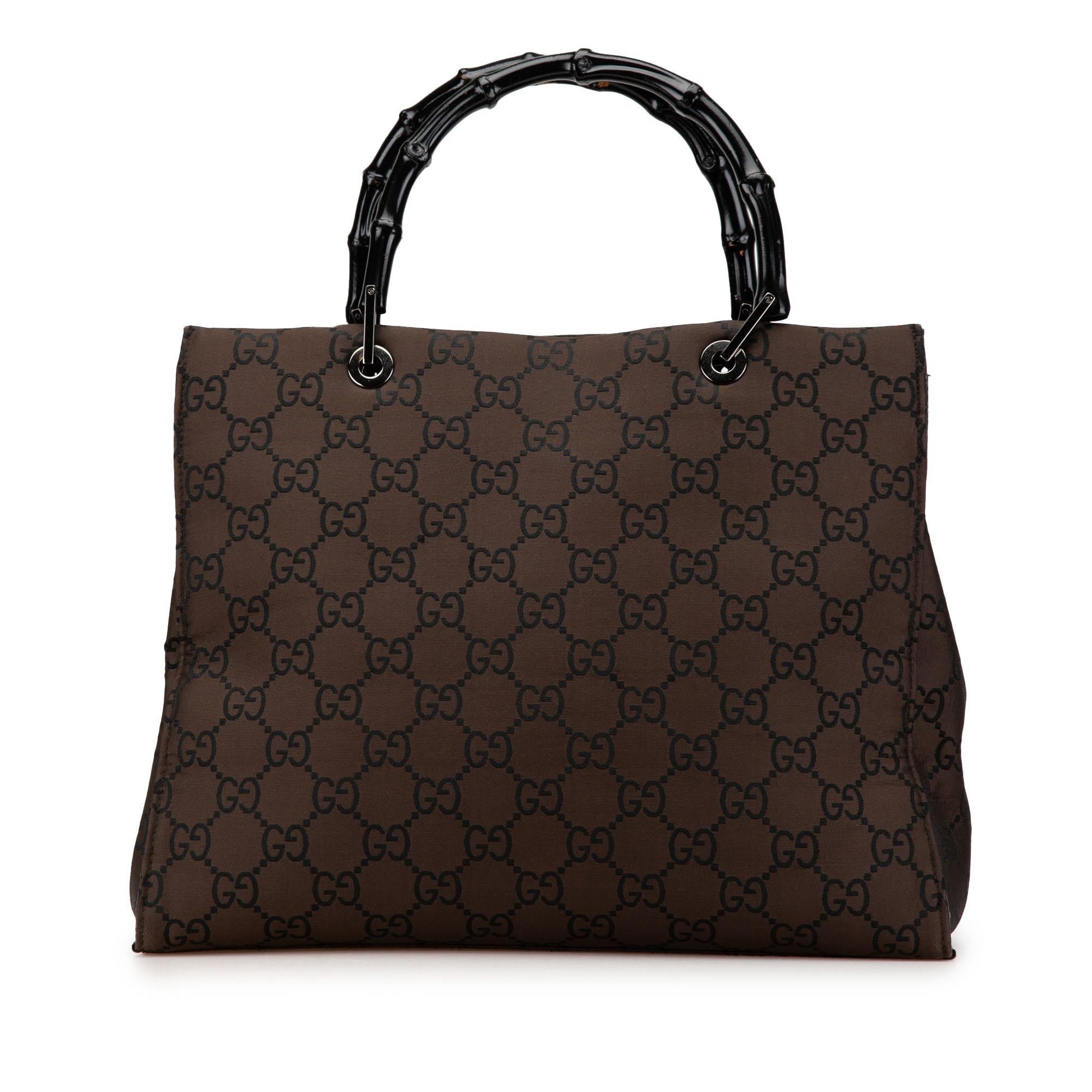 Gucci GG Bamboo Canvas Brown Satchel Bag