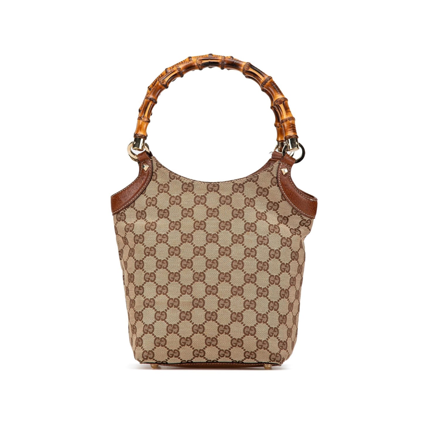 Gucci GG Bamboo Canvas Calf Brown Satchel Bag