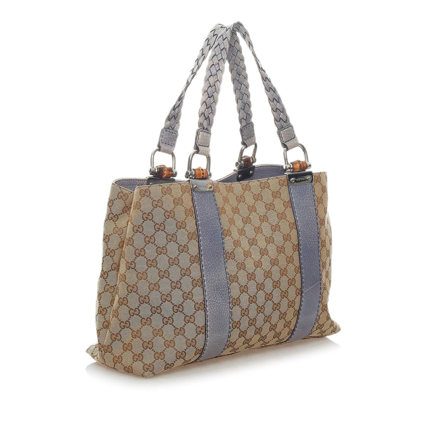 Gucci GG Bamboo Libeccio SHG Canvas Brown Grey Tote Bag