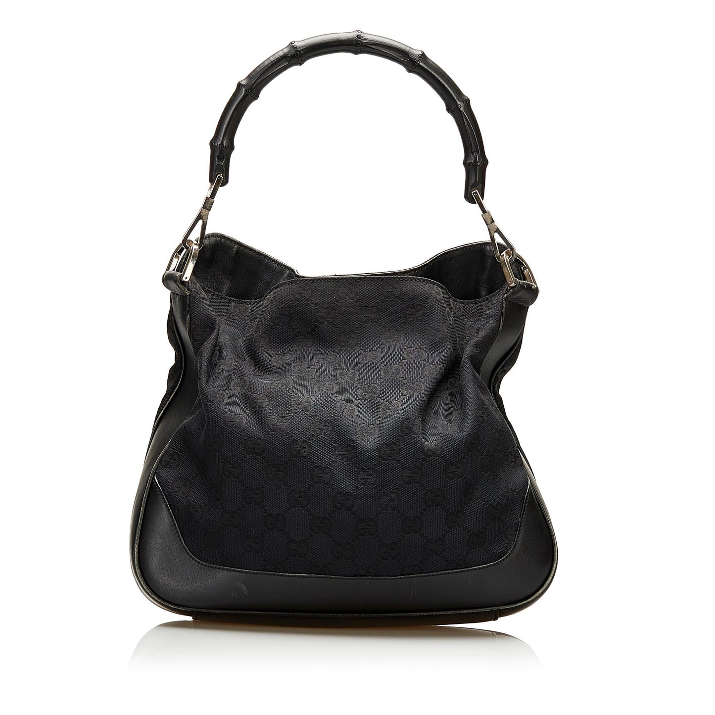Gucci GG Bamboo SHG Canvas Black Satchel Bag