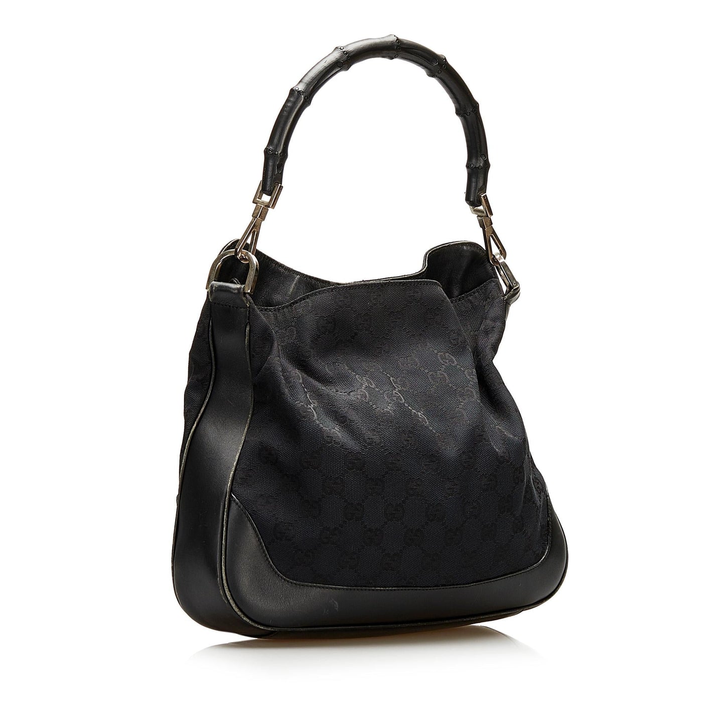Gucci GG Bamboo SHG Canvas Black Satchel Bag