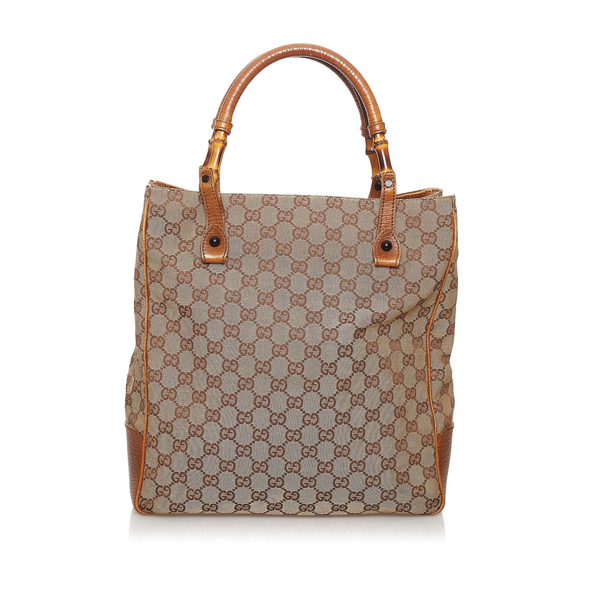 Gucci GG Bamboo SHG Canvas Brown Tote Bag Bag Shg