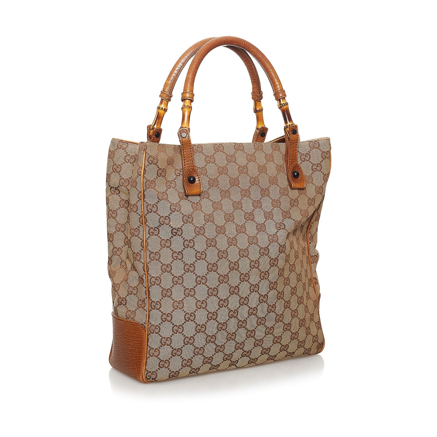 Gucci GG Bamboo SHG Canvas Brown Tote Bag Bag Shg