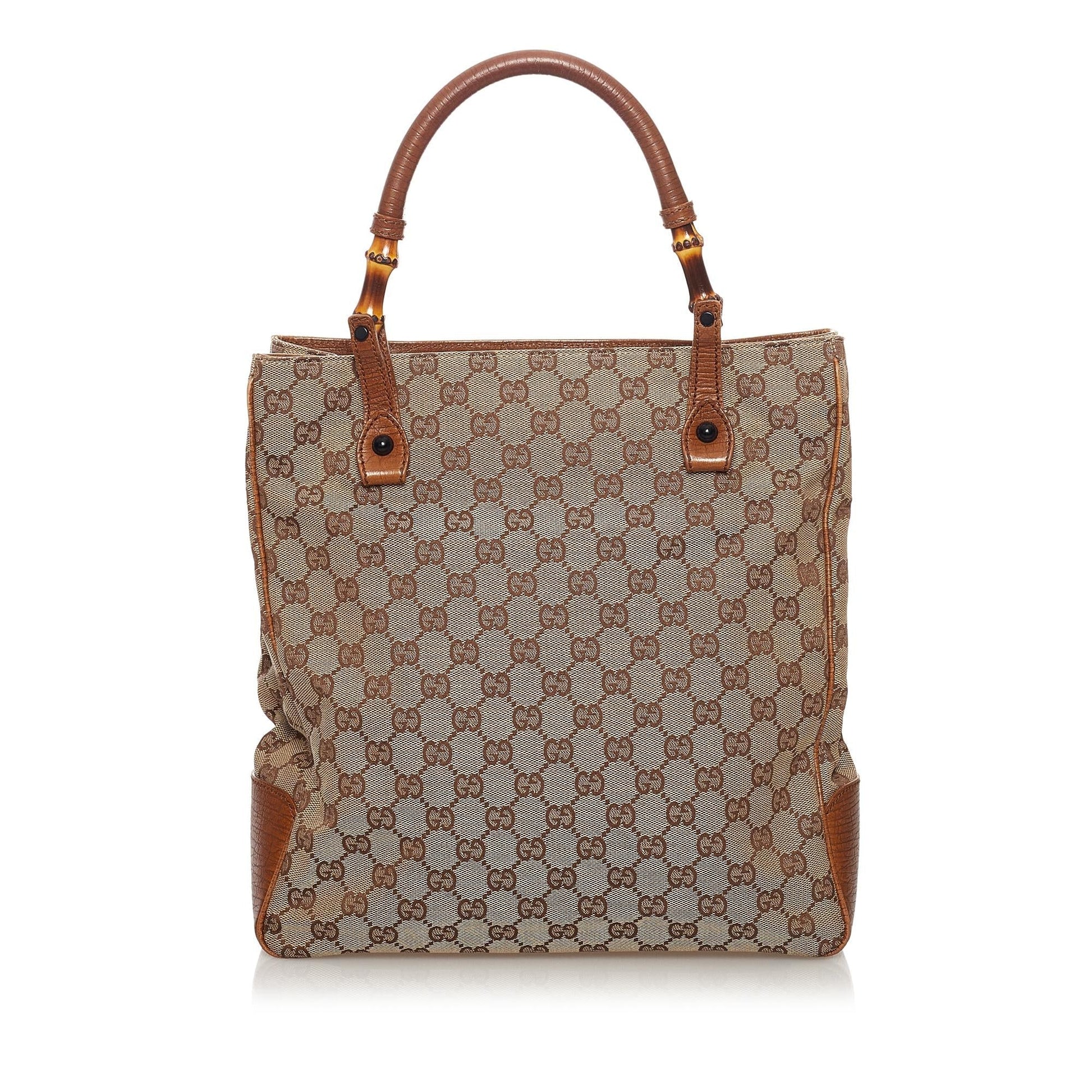 Gucci GG Bamboo SHG Canvas Brown Tote Bag