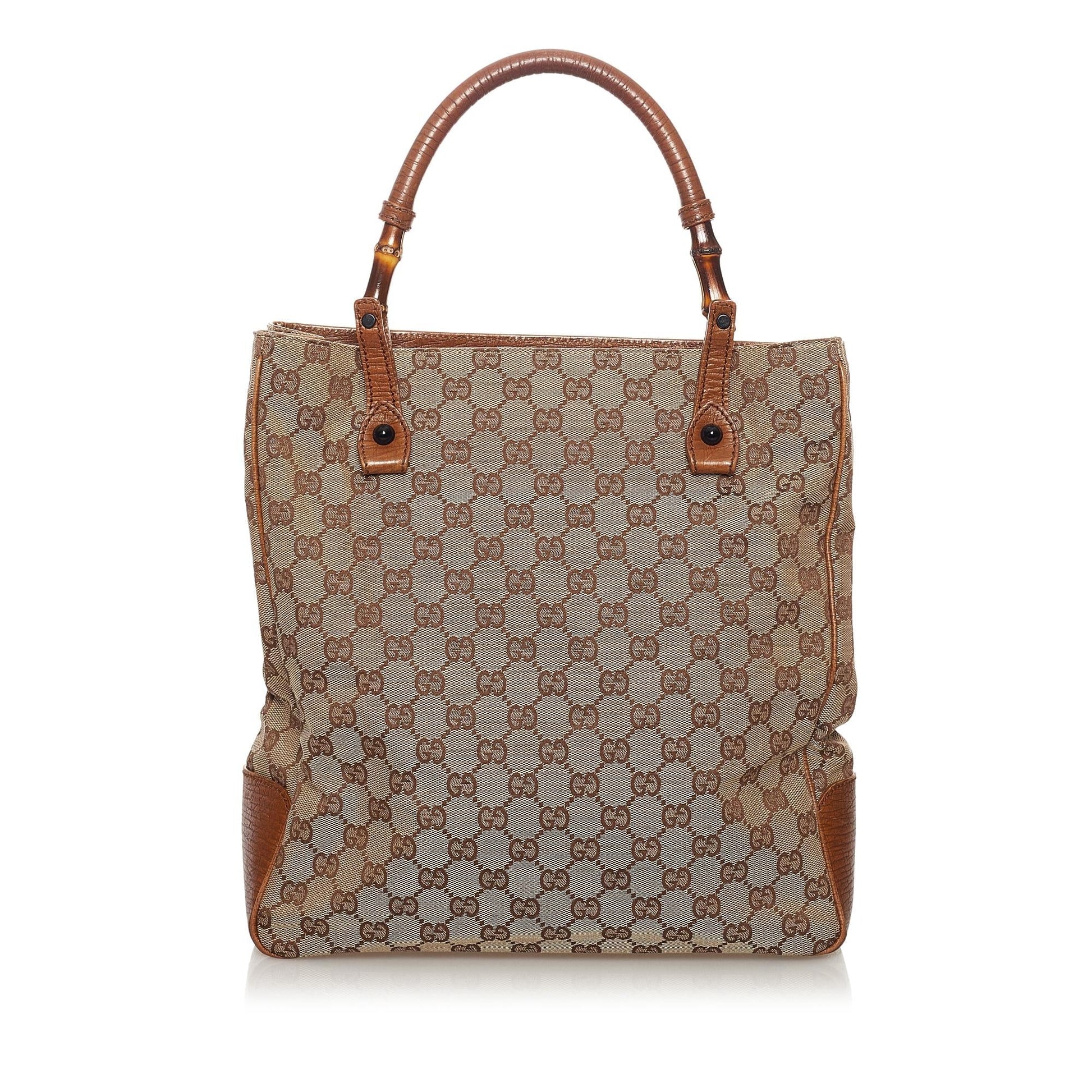 Gucci GG Bamboo SHG Canvas Brown Tote Bag