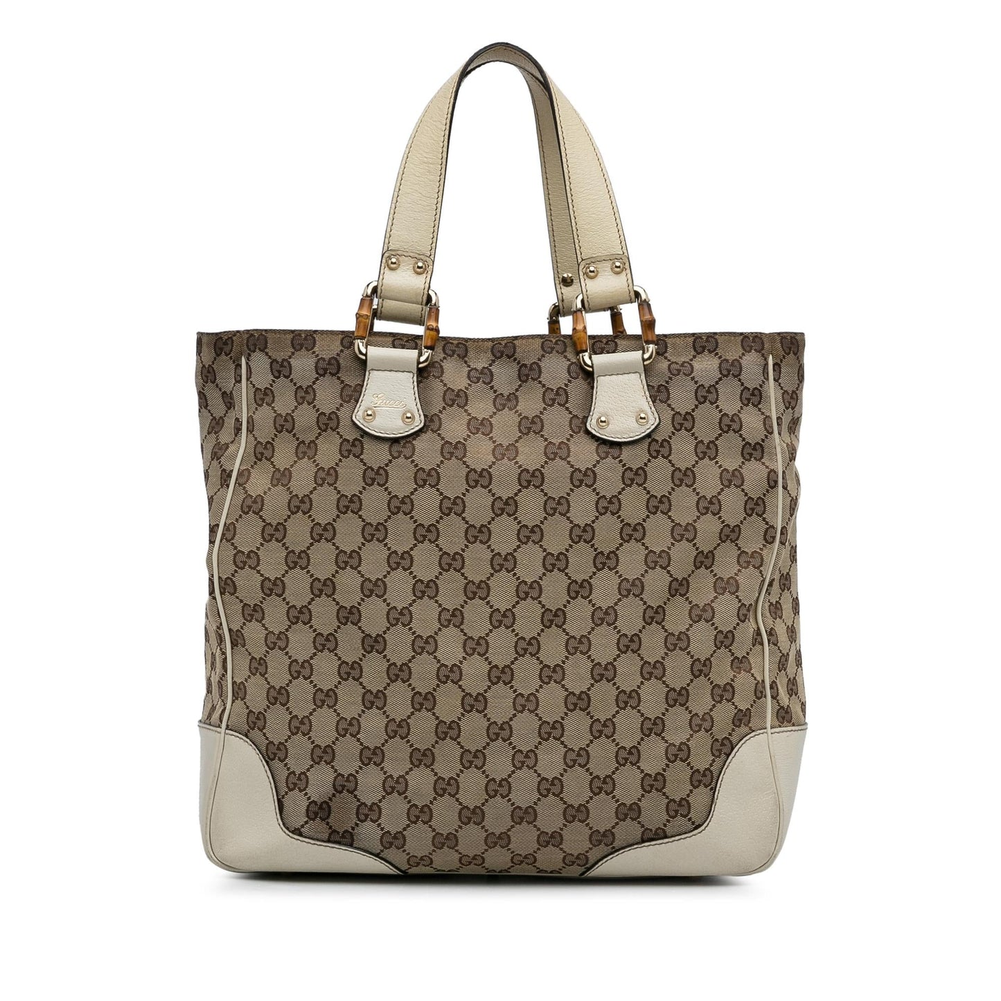Gucci GG Bamboo SHG-J7IVAF Canvas Calf Brown Tote Bag