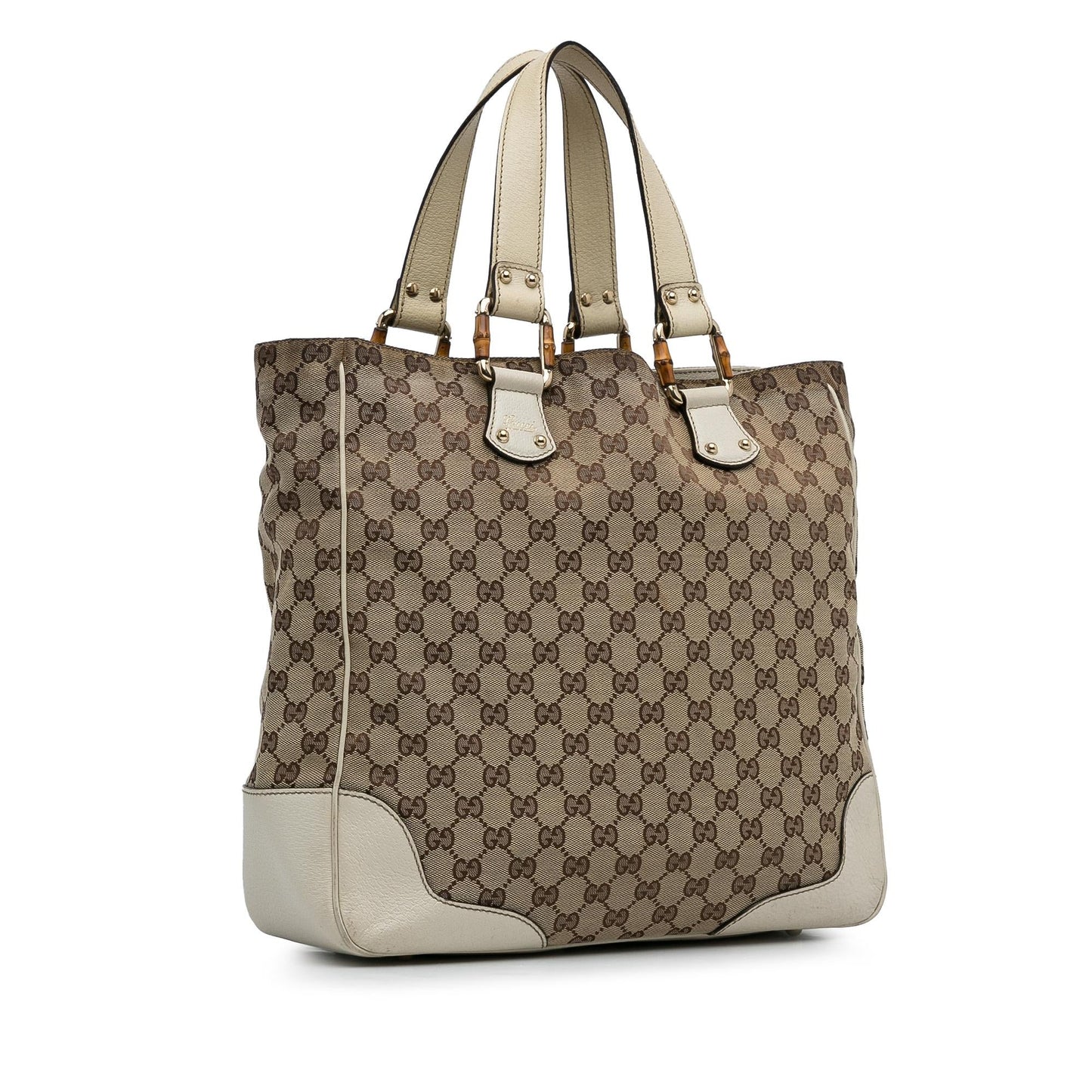 Gucci GG Bamboo SHG-J7IVAF Canvas Calf Brown Tote Bag