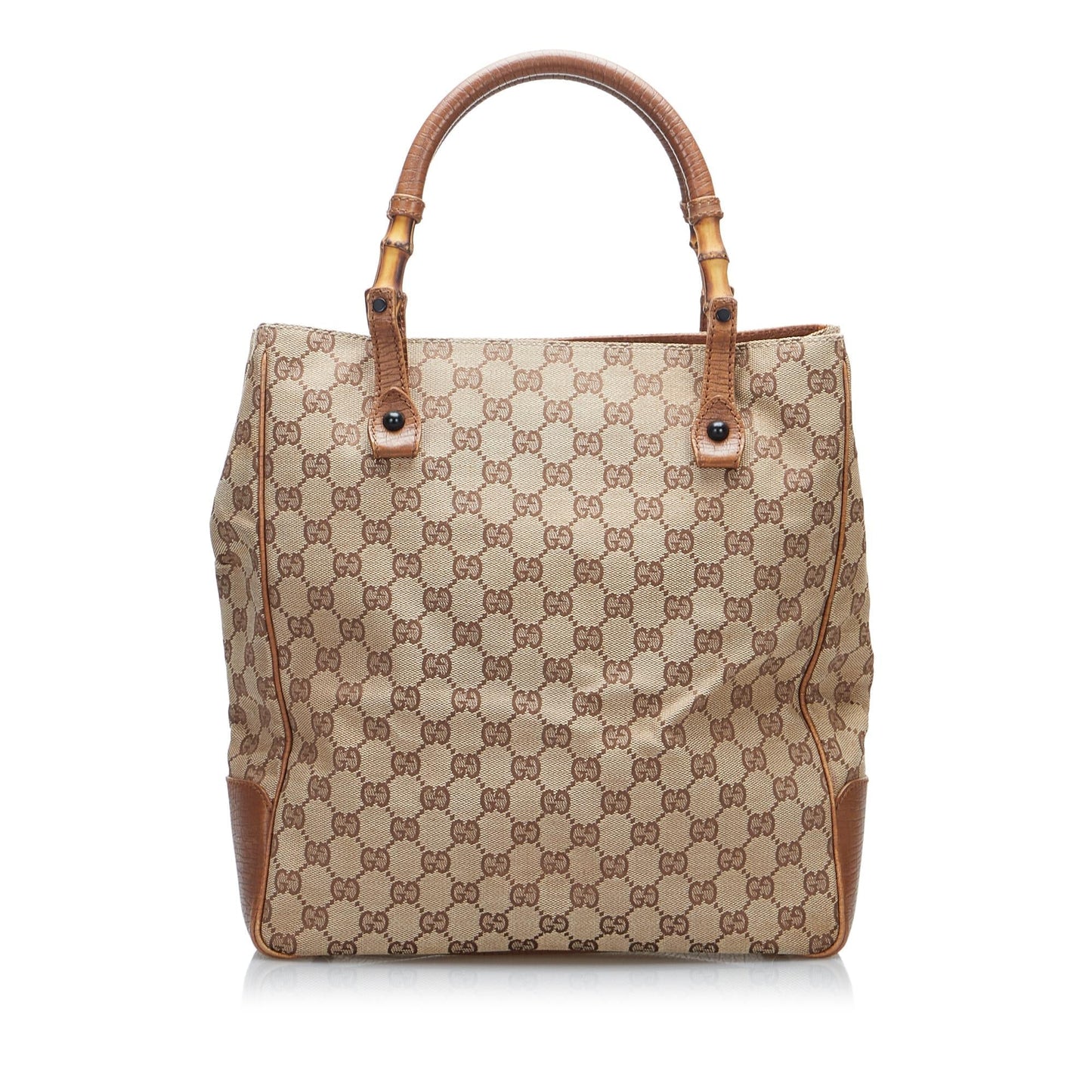 Gucci GG Bamboo SHG-lDJCHu Canvas Calf Brown Tote Bag