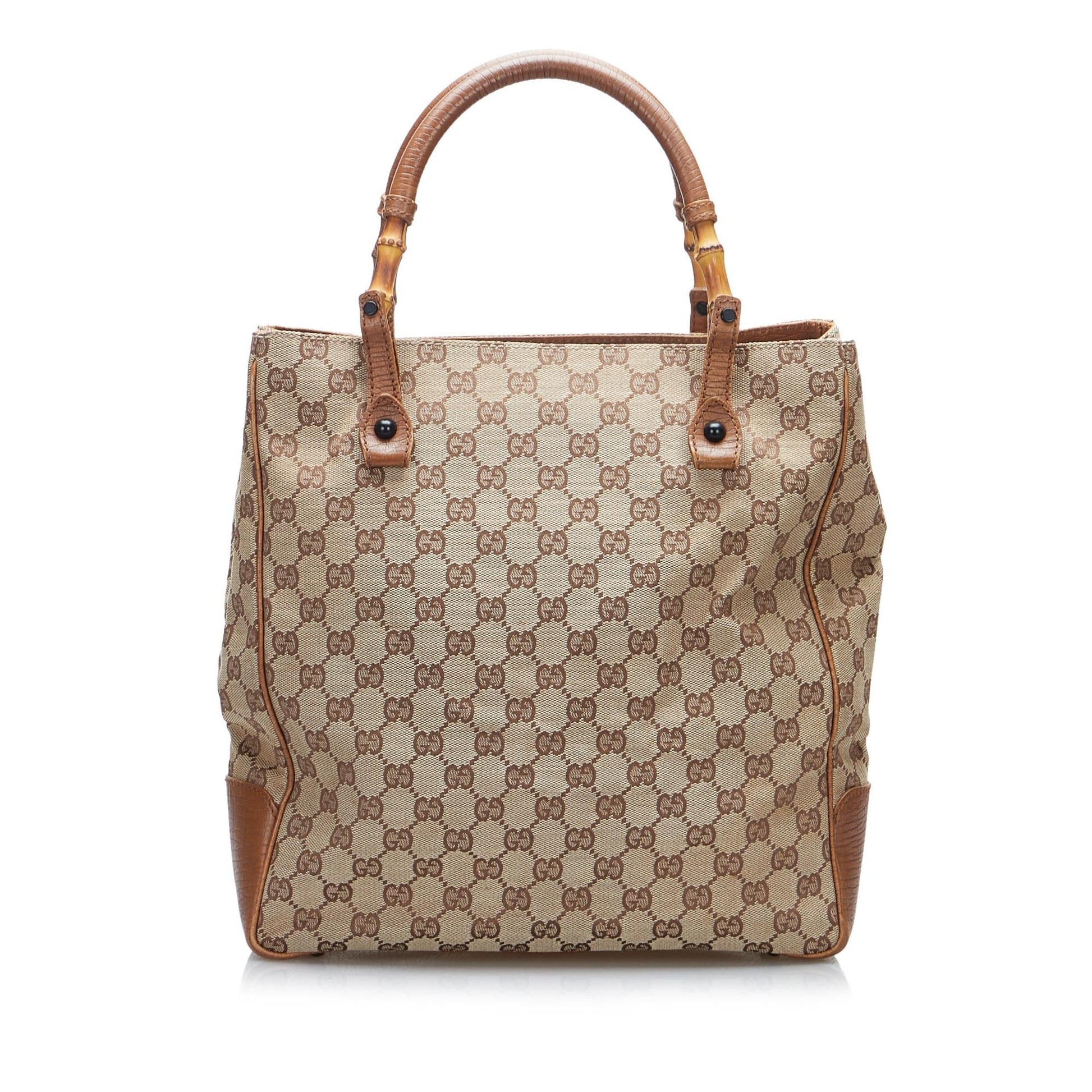 Gucci GG Bamboo SHG-lDJCHu Canvas Calf Brown Tote Bag