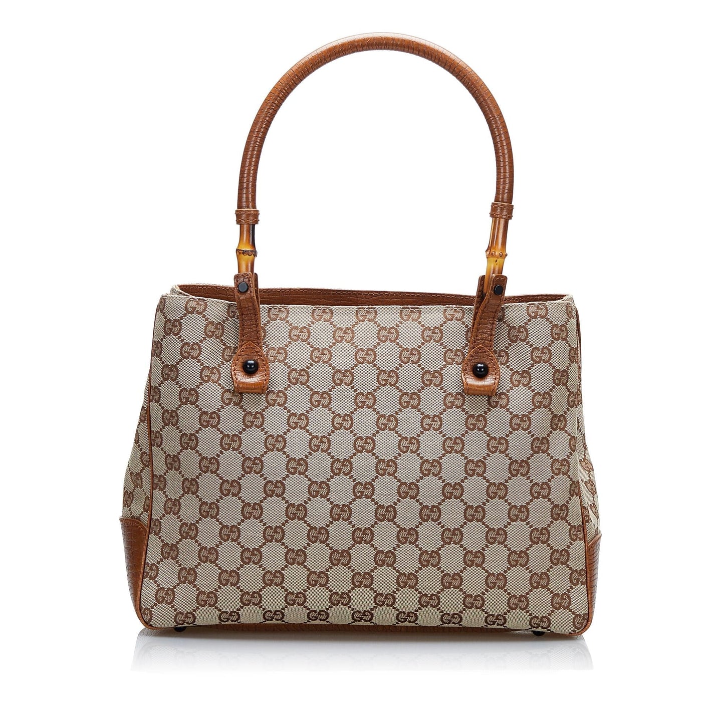 Gucci GG Bamboo SHG-onnXj3 Canvas Calf Brown Tote Bag