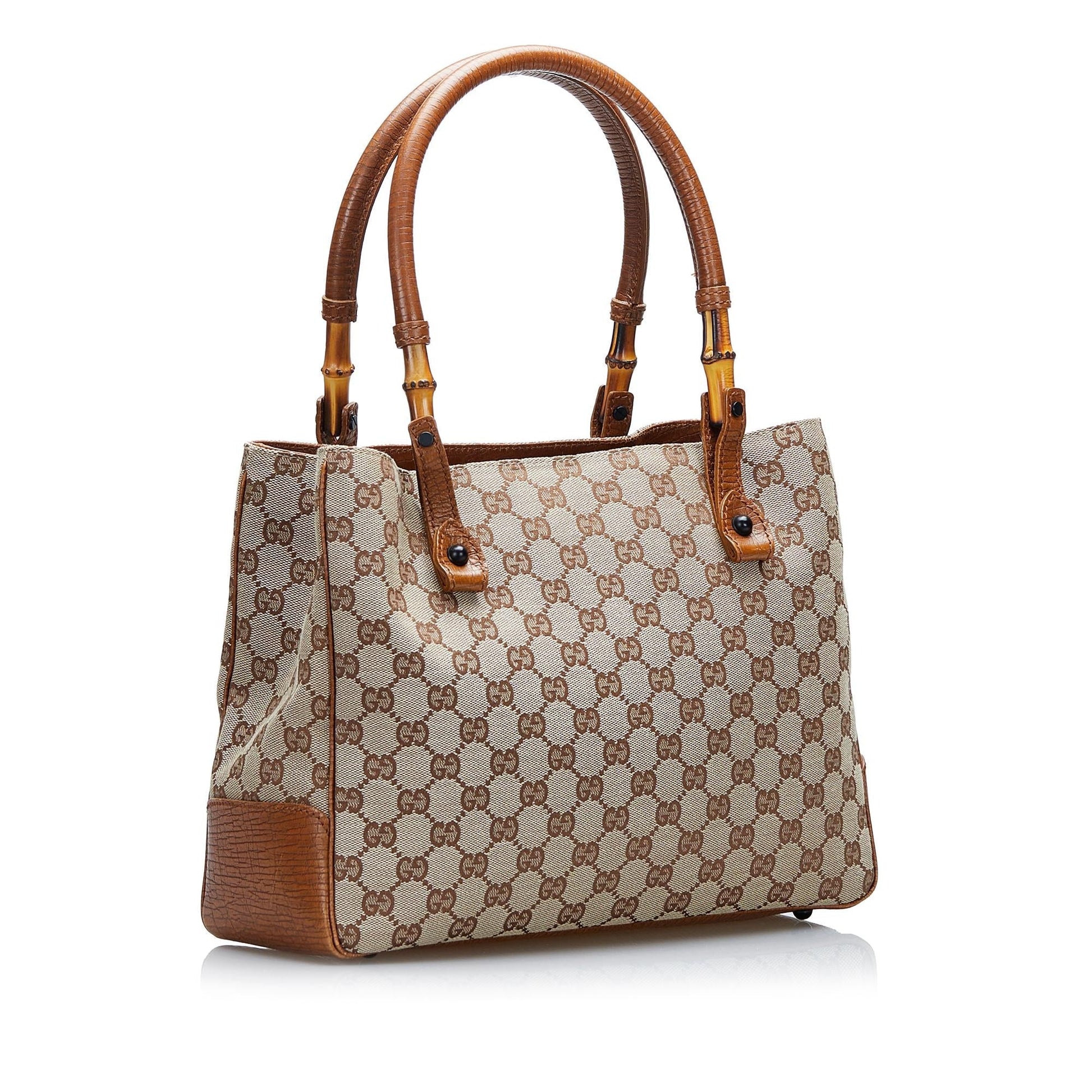 Gucci GG Bamboo SHG-onnXj3 Canvas Calf Brown Tote Bag