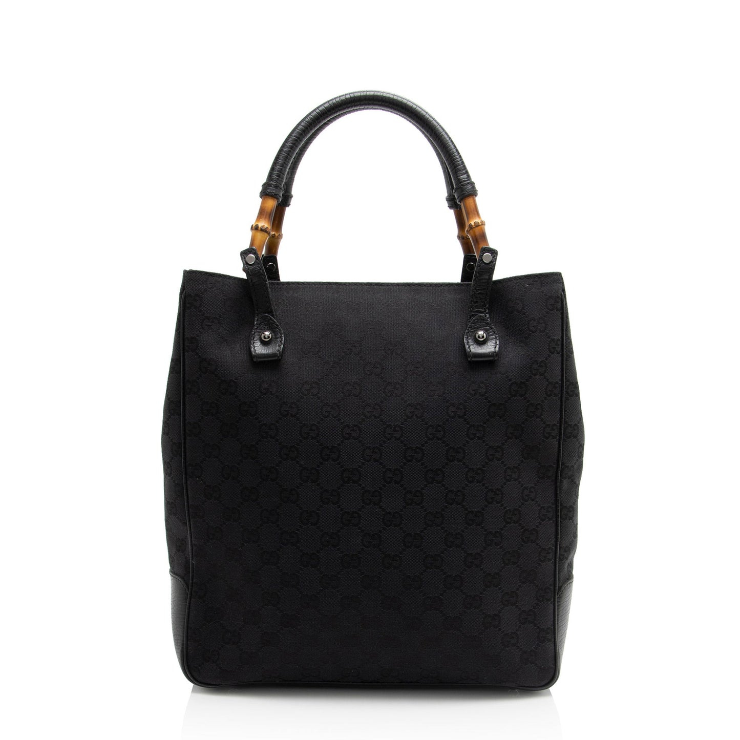 Gucci GG Bamboo SHF-1xRqYh Leather Canvas Black Tote Bag