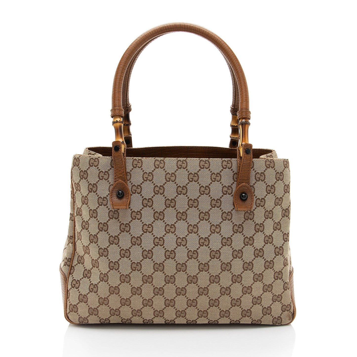 Gucci GG Bamboo SHF-a2g5Be Leather Canvas Brown Beige Tote Bag