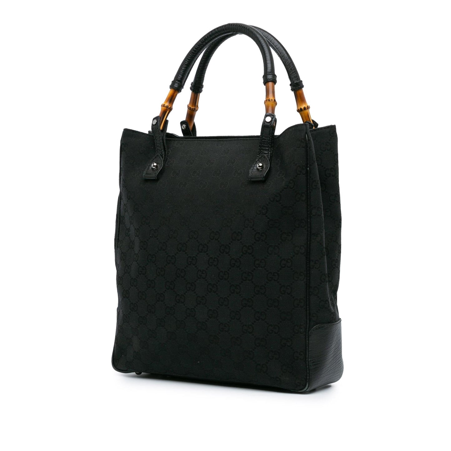 Gucci GG Bamboo SHG-b7lQHd Canvas Calf Black Tote Bag
