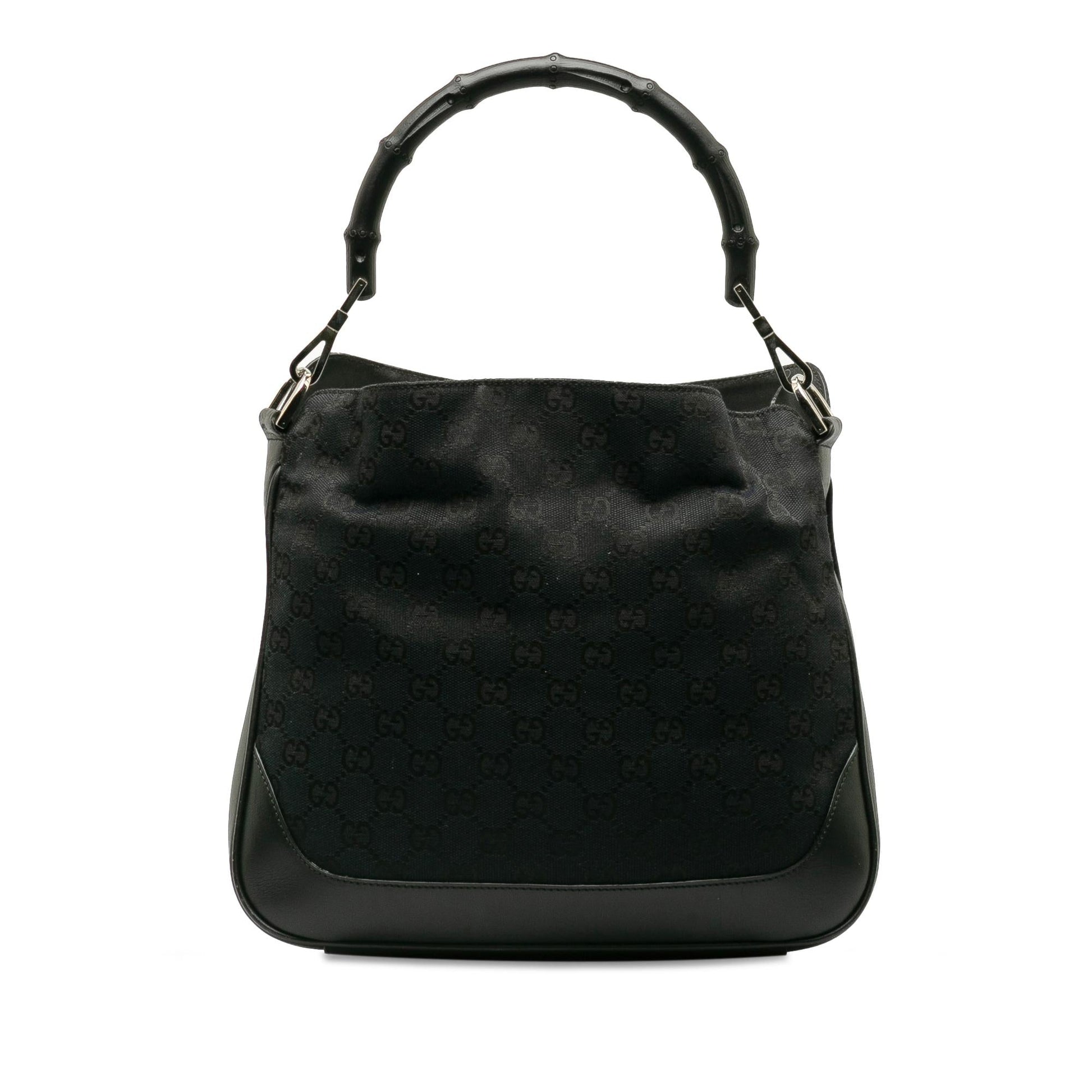 Gucci GG Bamboo Web SHG-pA9yyO Canvas Calf Black Satchel Bag