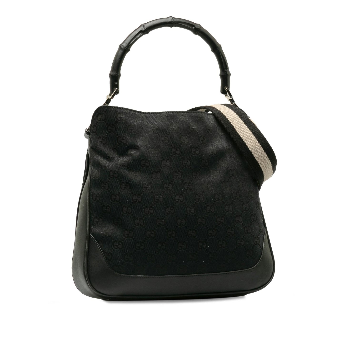 Gucci GG Bamboo Web SHG-pA9yyO Canvas Calf Black Satchel Bag