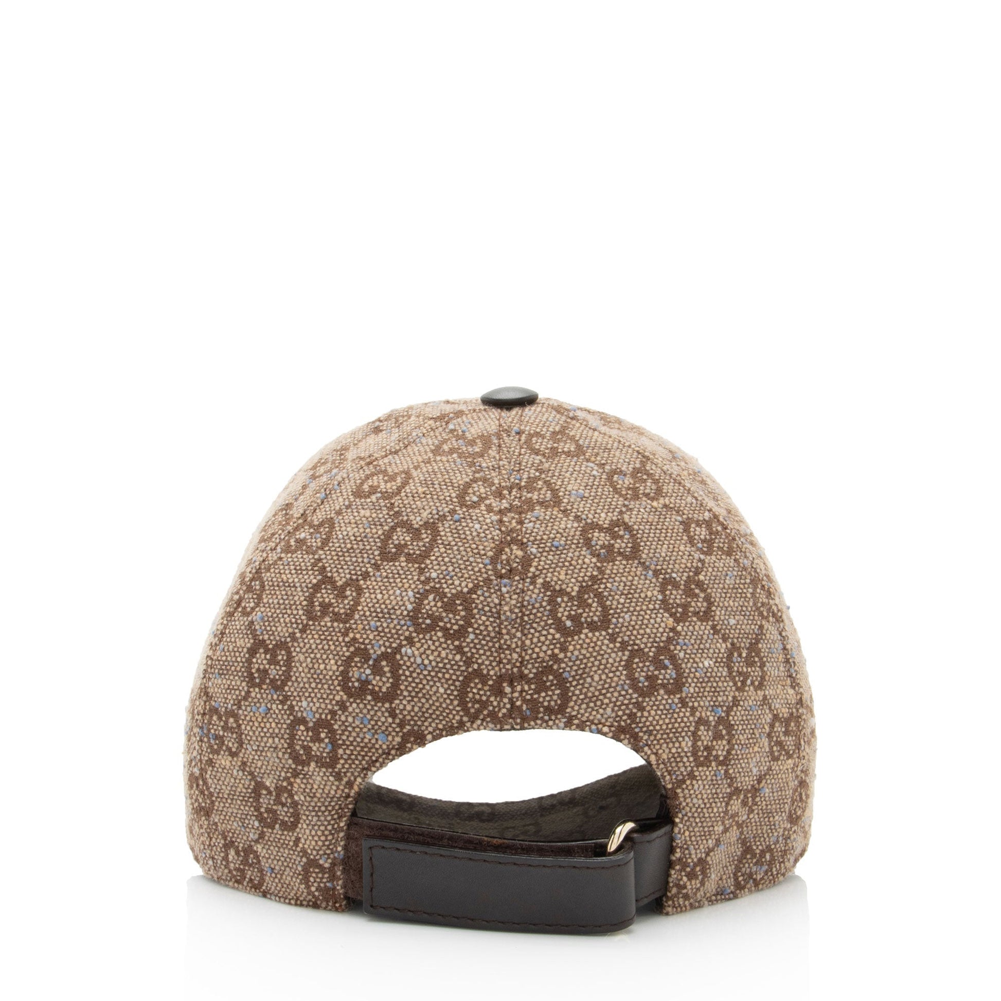Gucci GG Baseball Hat - Size Leather Canvas Brown Beige Handbag