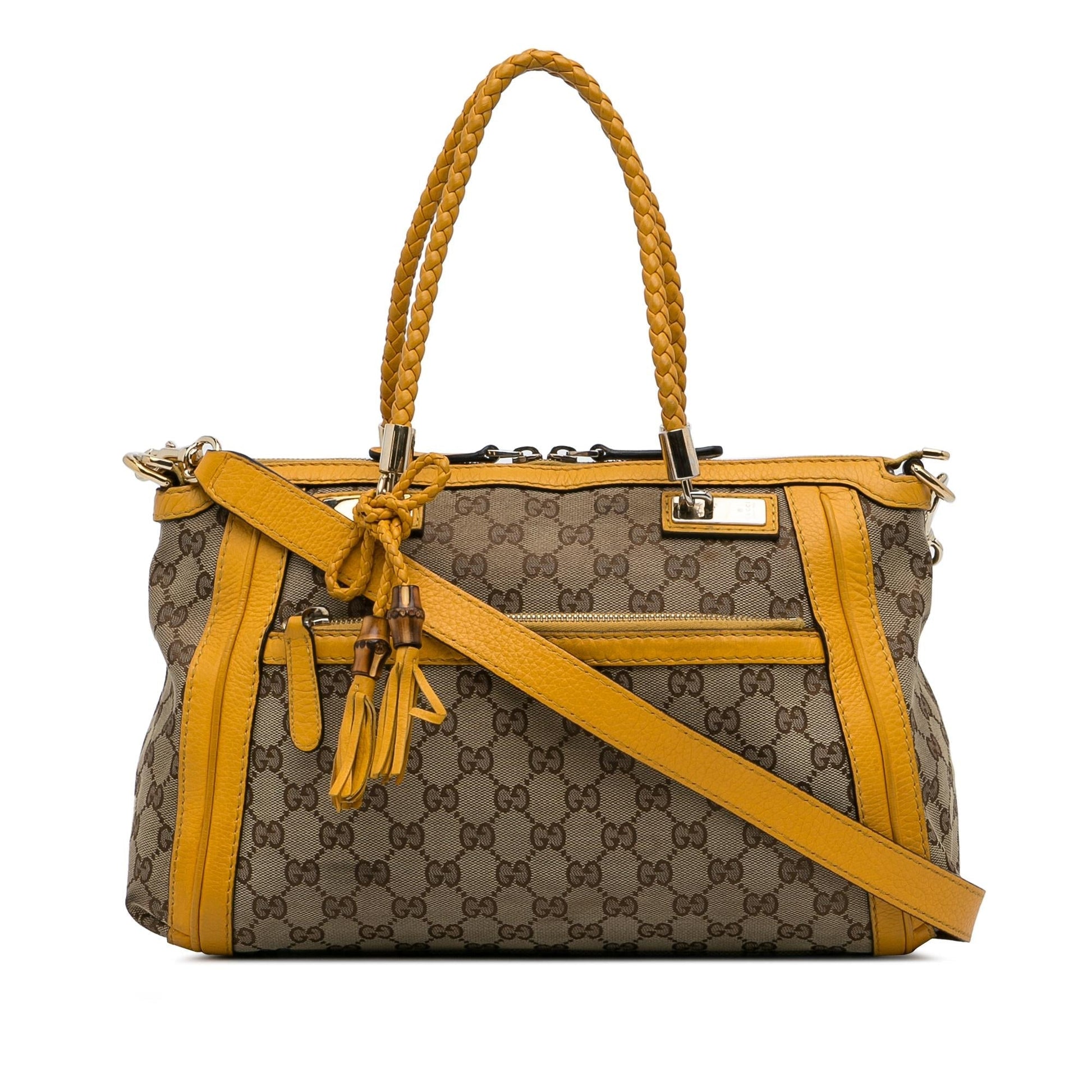 Gucci GG Bella SHG-MKV4Ek Canvas Calf Brown Satchel Bag