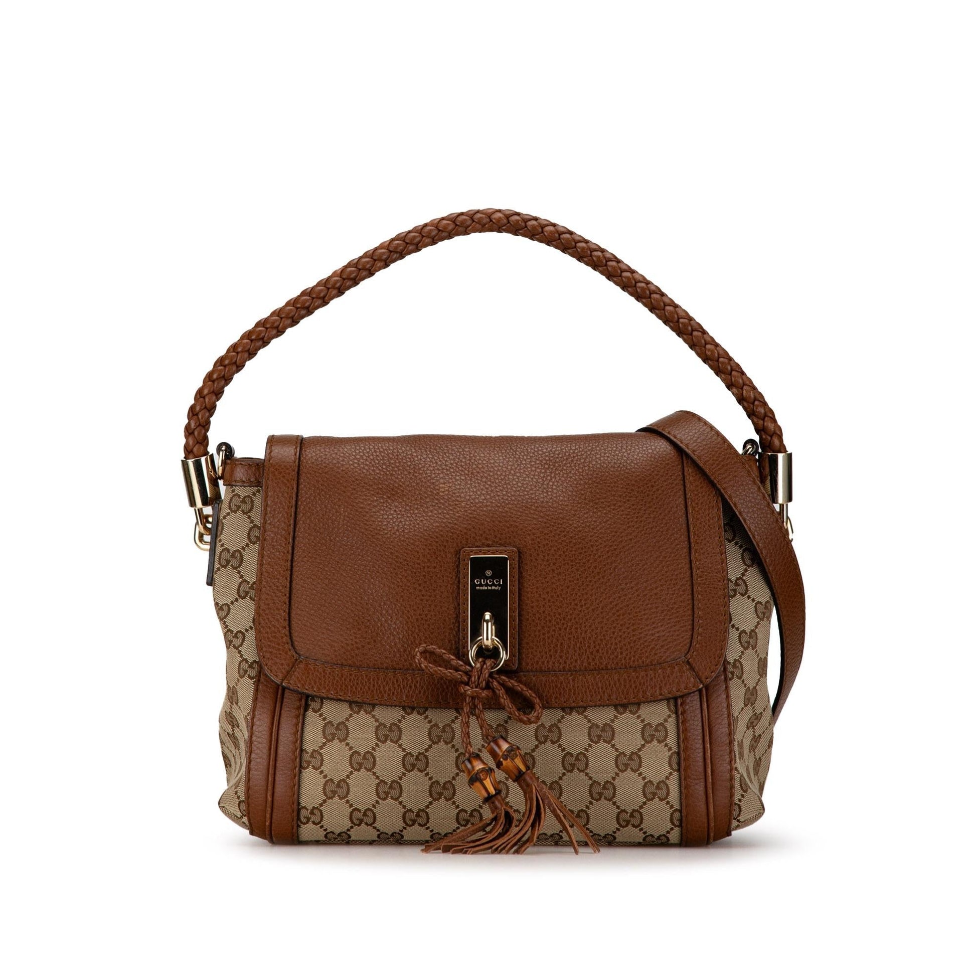 Gucci GG Bella SHG-BcpI00 Canvas Calf Brown Satchel Bag