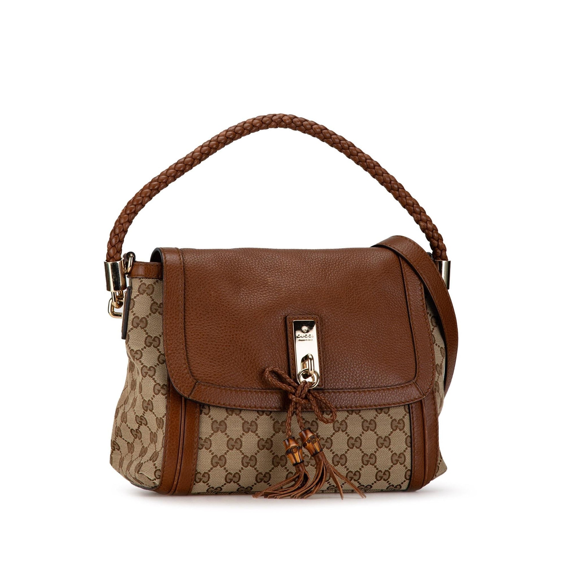 Gucci GG Bella SHG-BcpI00 Canvas Calf Brown Satchel Bag