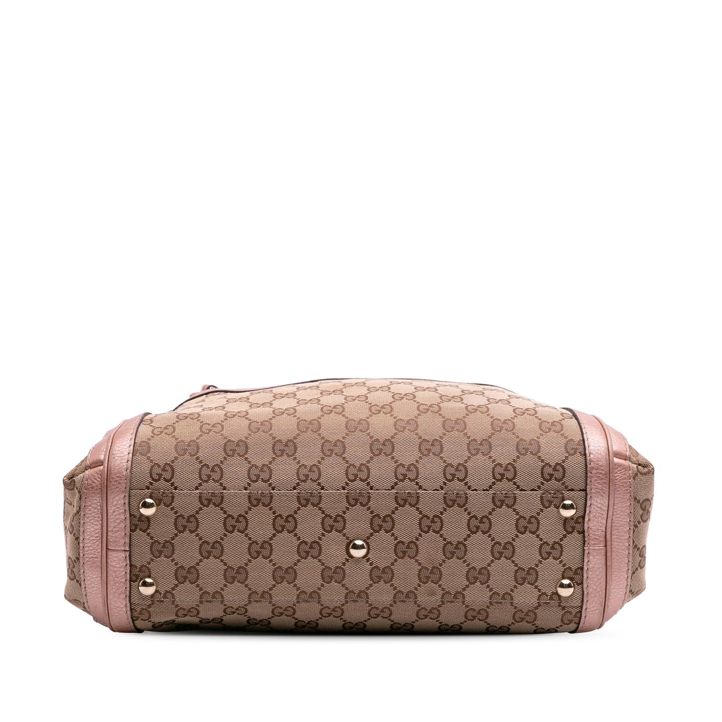 Gucci GG Bella Canvas Calf Brown Pink Satchel Bag