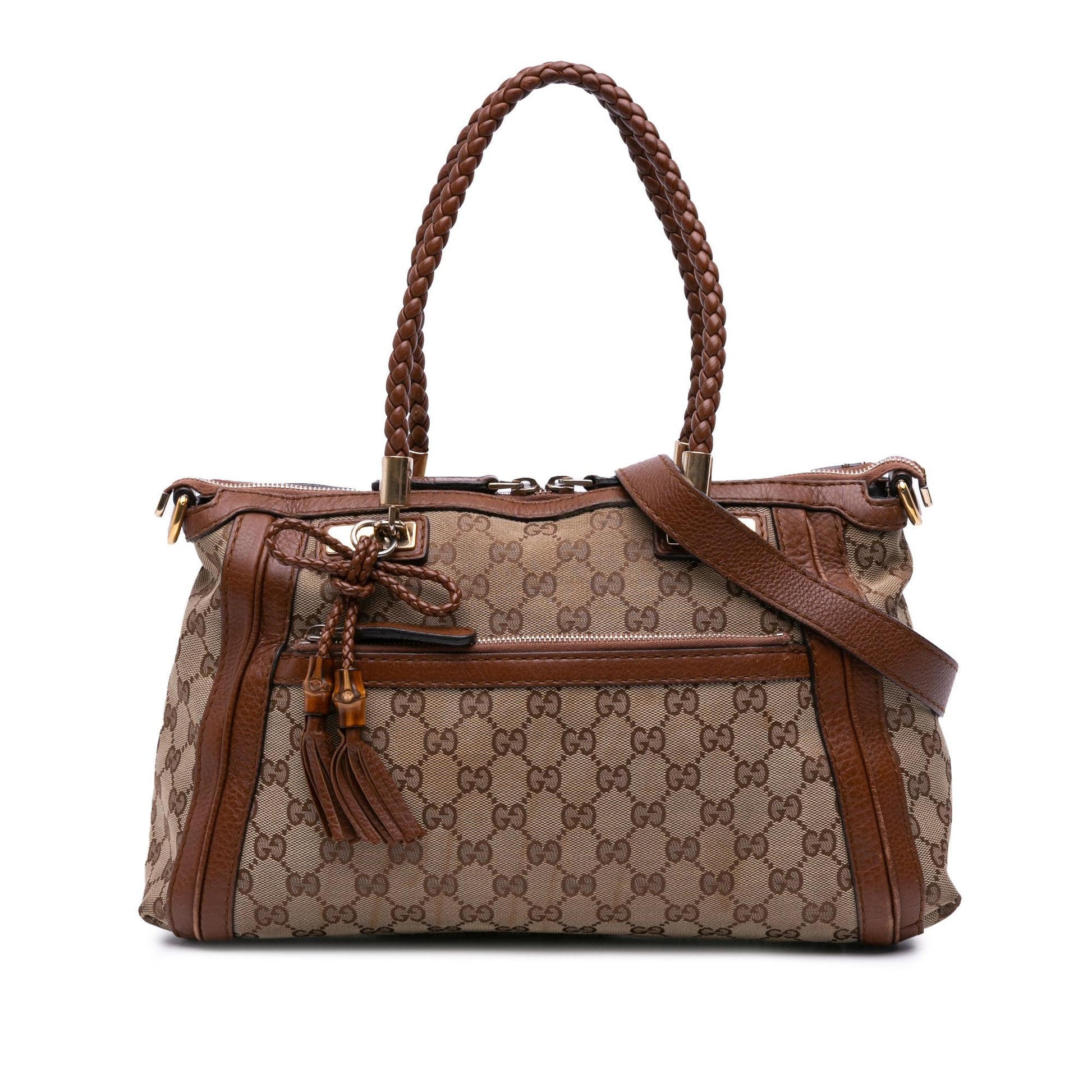 Gucci GG Bella Canvas Brown Satchel Bag