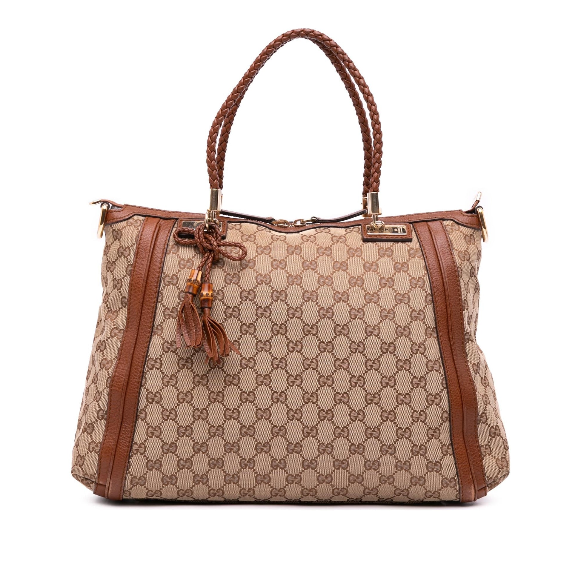 Gucci GG Bella Canvas Calf Brown Satchel Bag