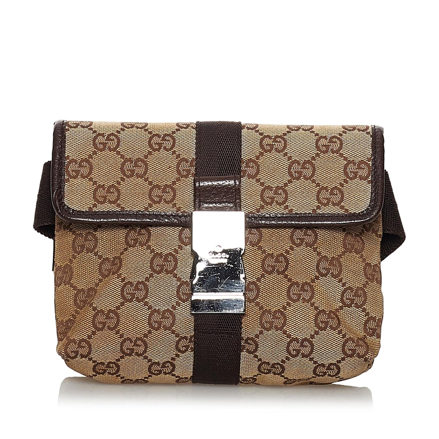 Gucci GG Belt SHG Canvas Brown Accessory 6