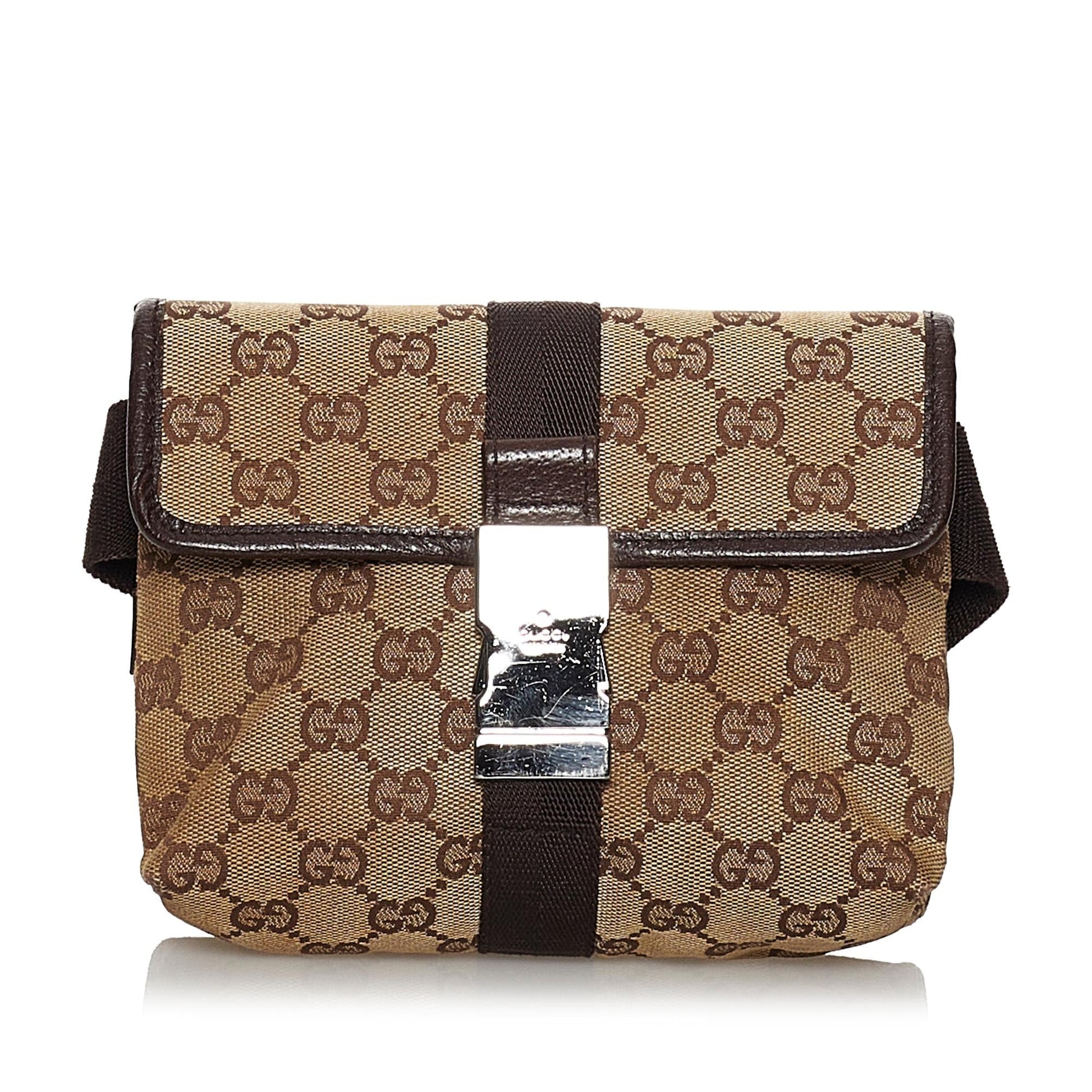 Gucci GG Belt SHG Canvas Brown Accessory 6