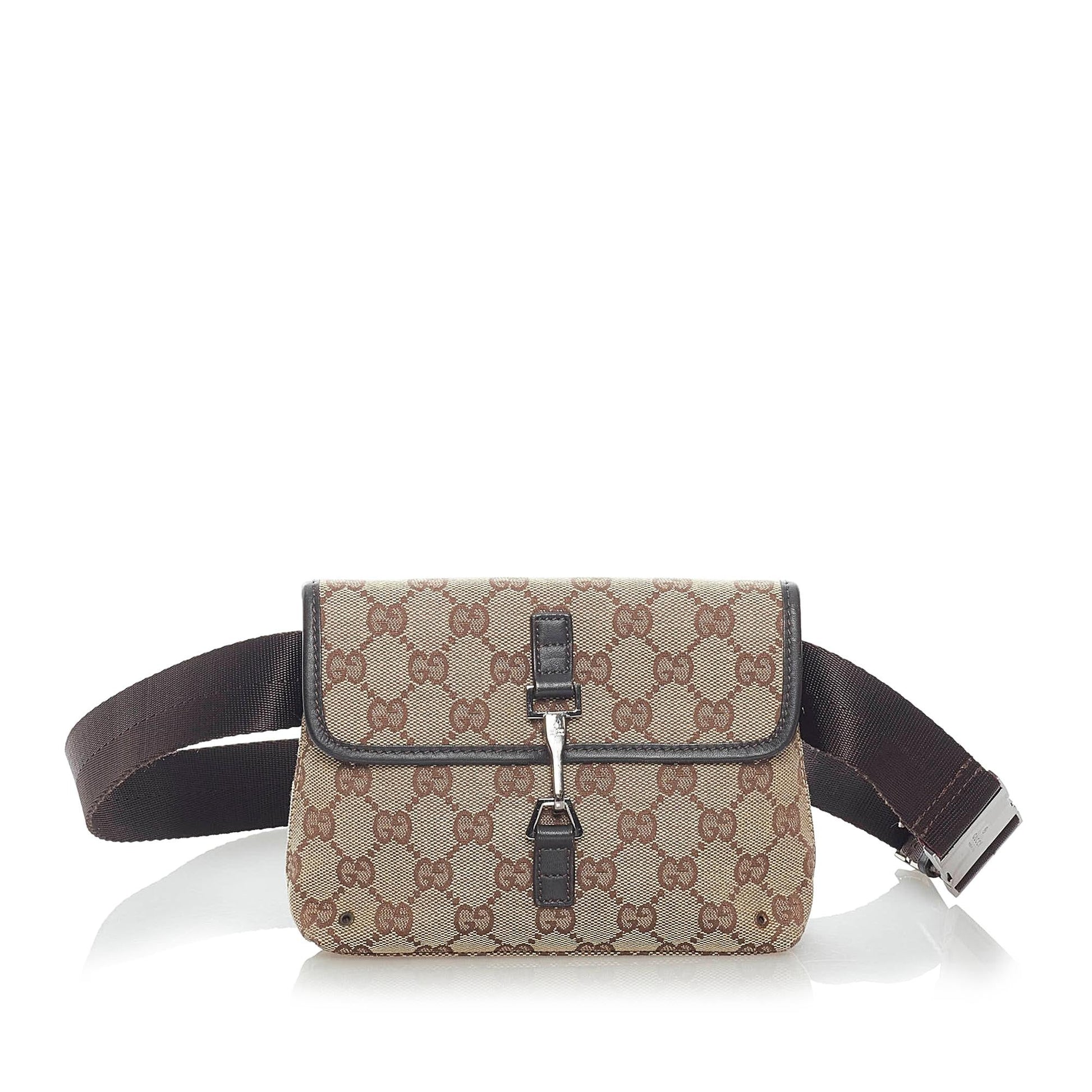 Gucci GG Belt SHG Canvas Brown Accessory