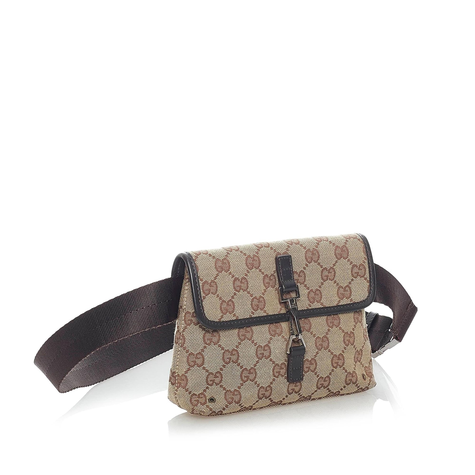 Gucci GG Belt SHG Canvas Brown Accessory
