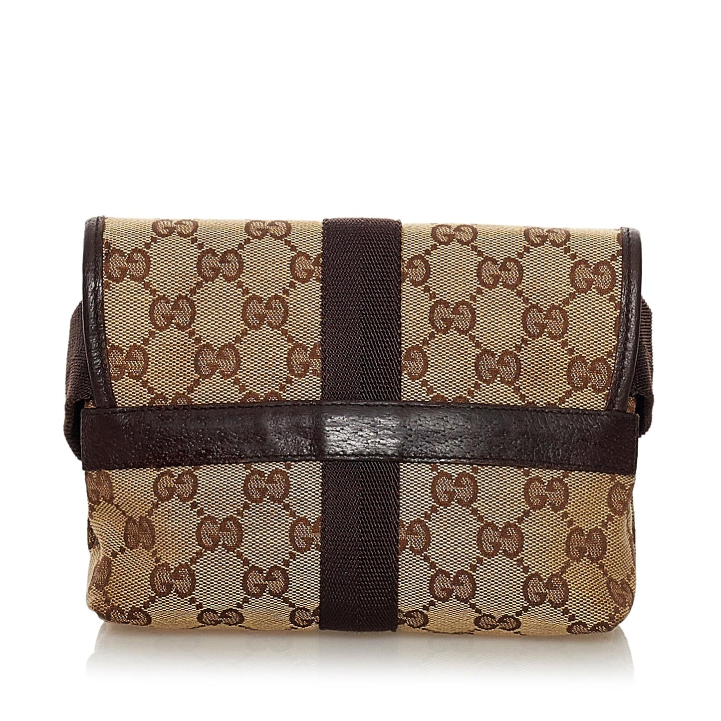Gucci GG Belt SHG Canvas Calf Brown Accessory Bag Shg