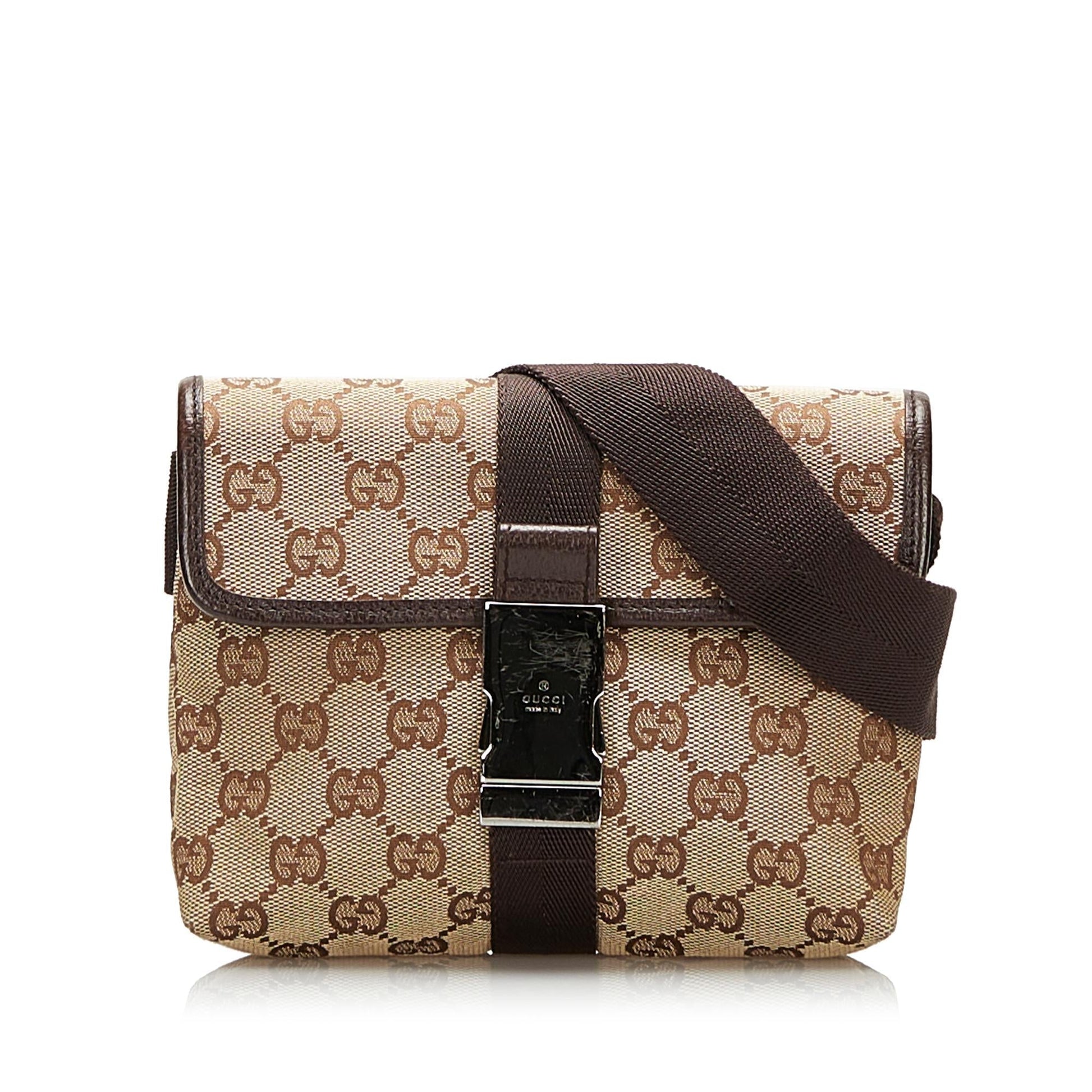 Gucci GG Belt SHG Canvas Brown Accessory Bag Shg