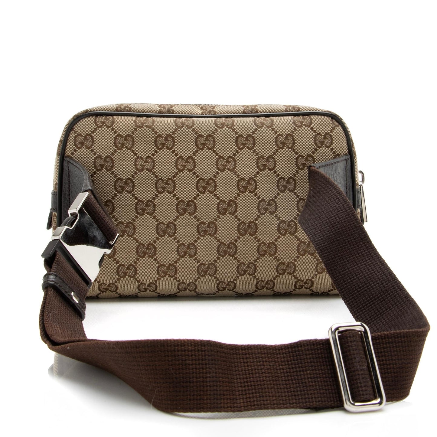 Gucci GG Belt SHF Leather Canvas Nylon Brown Accessory Bag Shf