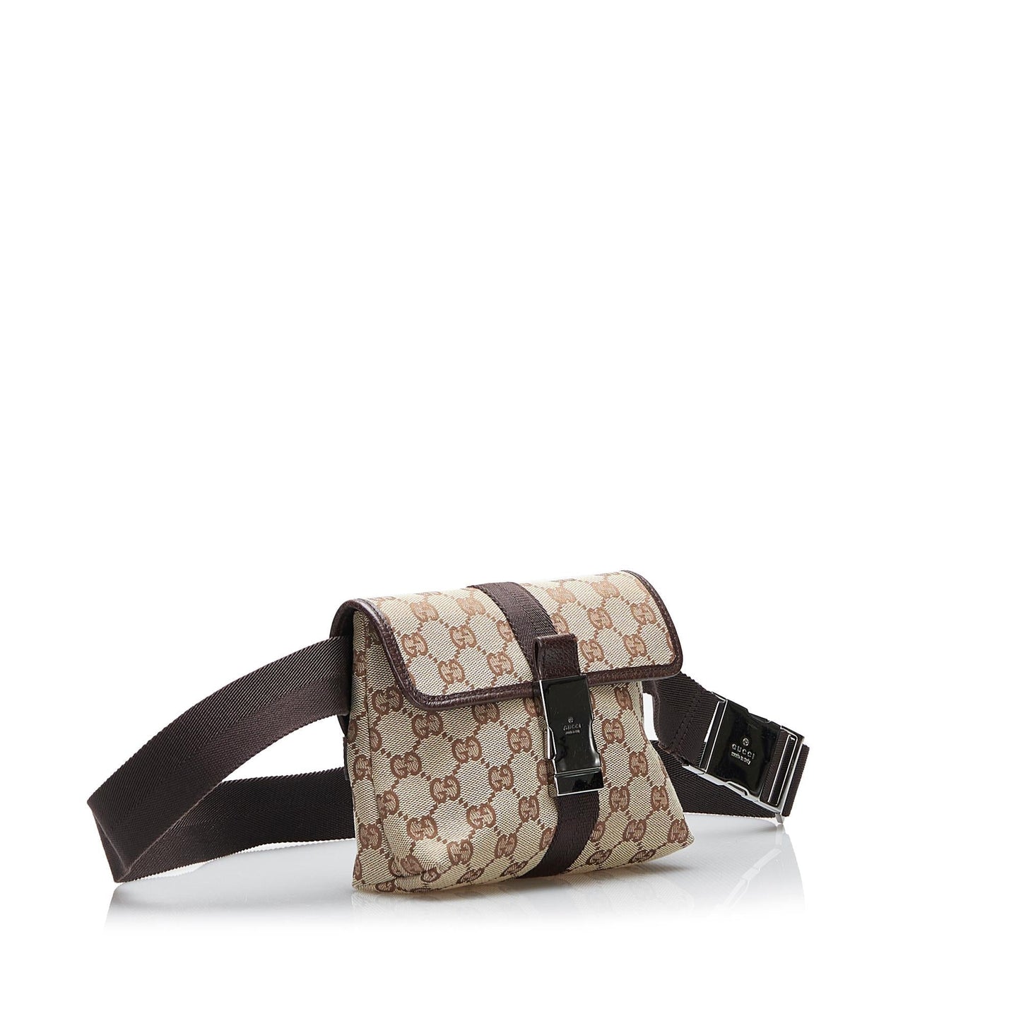 Gucci GG Belt SHG-UxavlD Canvas Calf Brown Accessory
