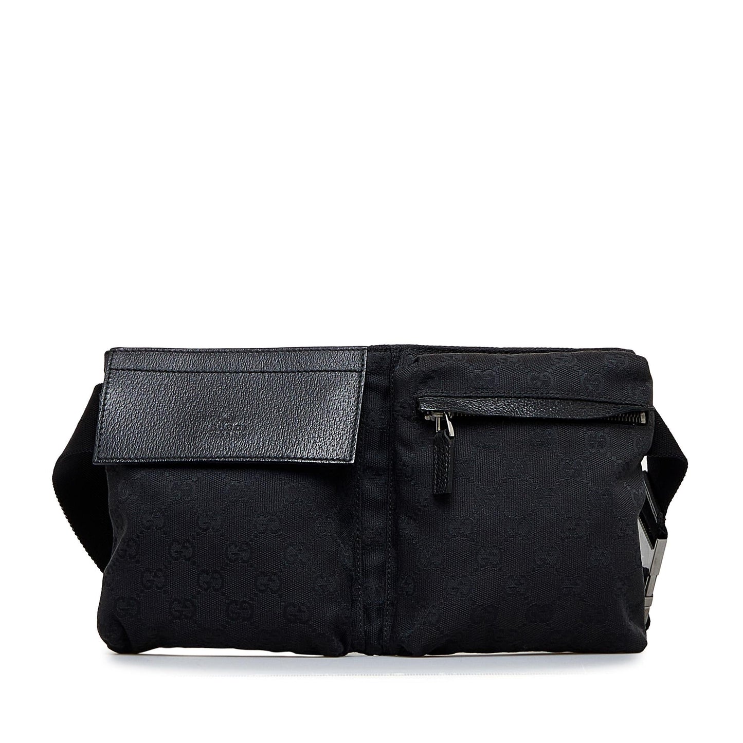 Gucci GG Belt SHG-83Gpbj Canvas Calf Black Accessory