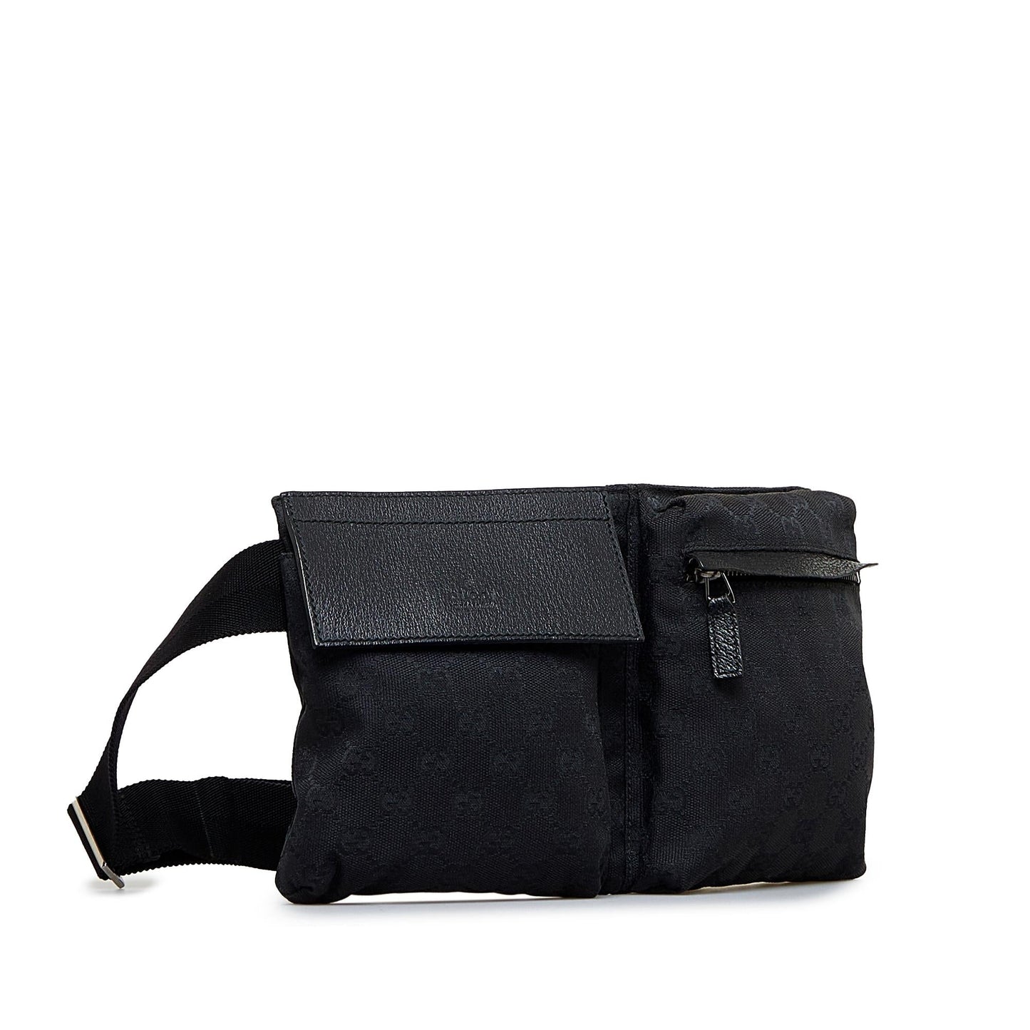 Gucci GG Belt SHG-83Gpbj Canvas Calf Black Accessory
