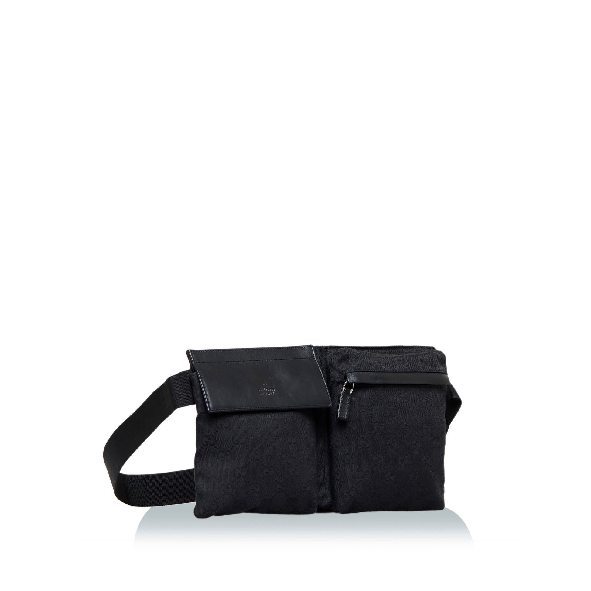 Gucci GG Belt SHG-CBVv3w Canvas Calf Black Accessory