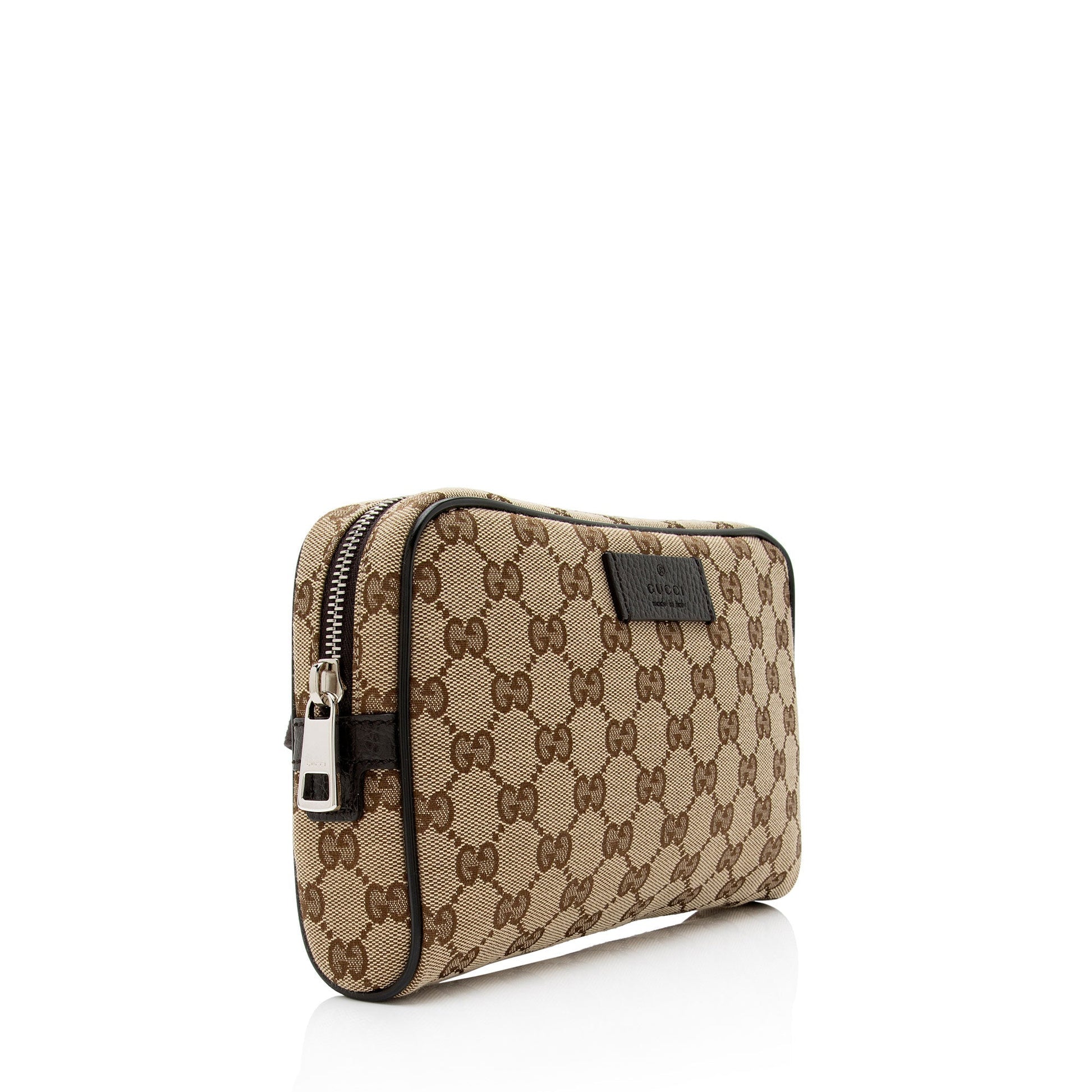 Gucci GG Belt SHF-Rfg0lA Leather Canvas Nylon Brown Accessory