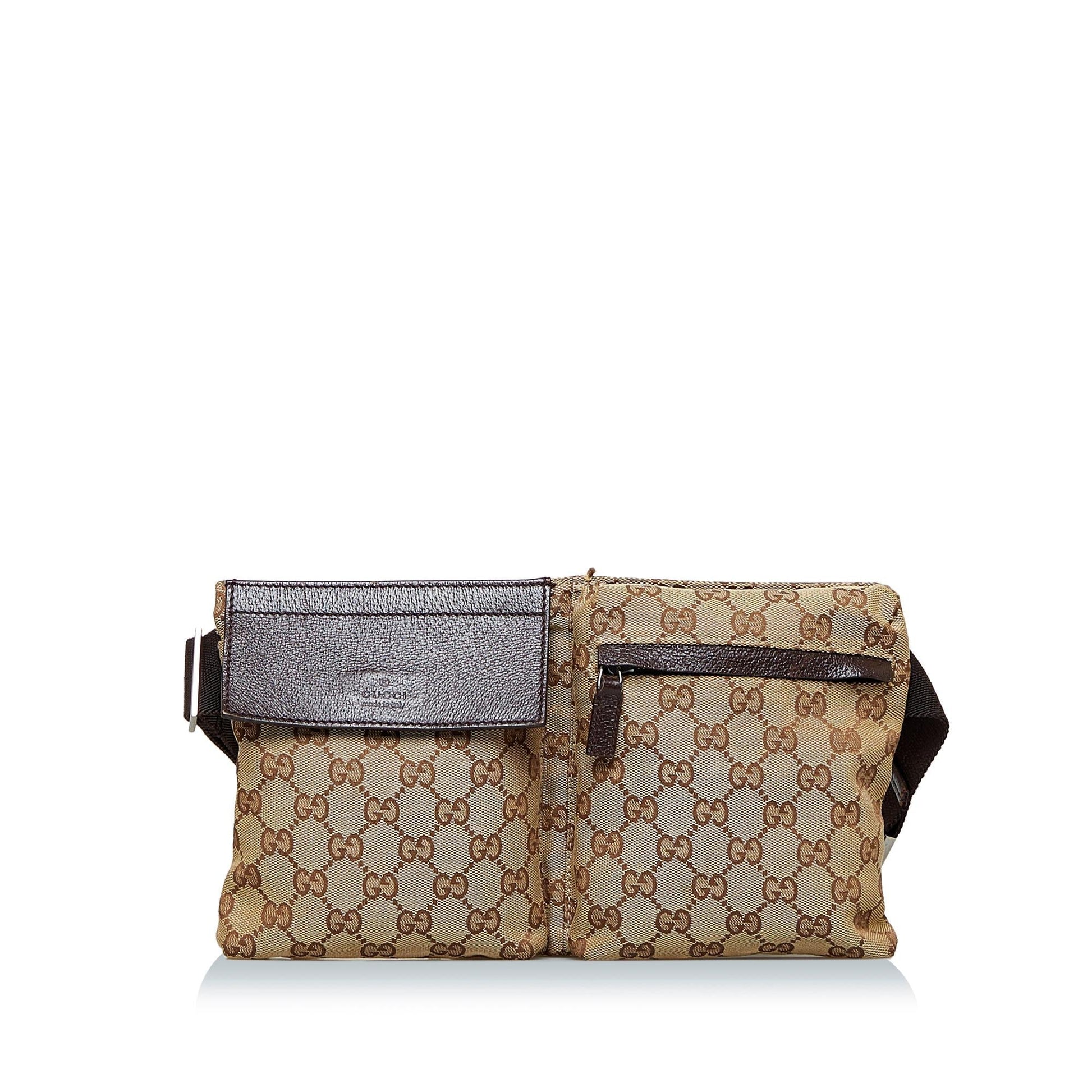 Gucci GG Belt SHG-UuReBi Canvas Calf Brown Accessory
