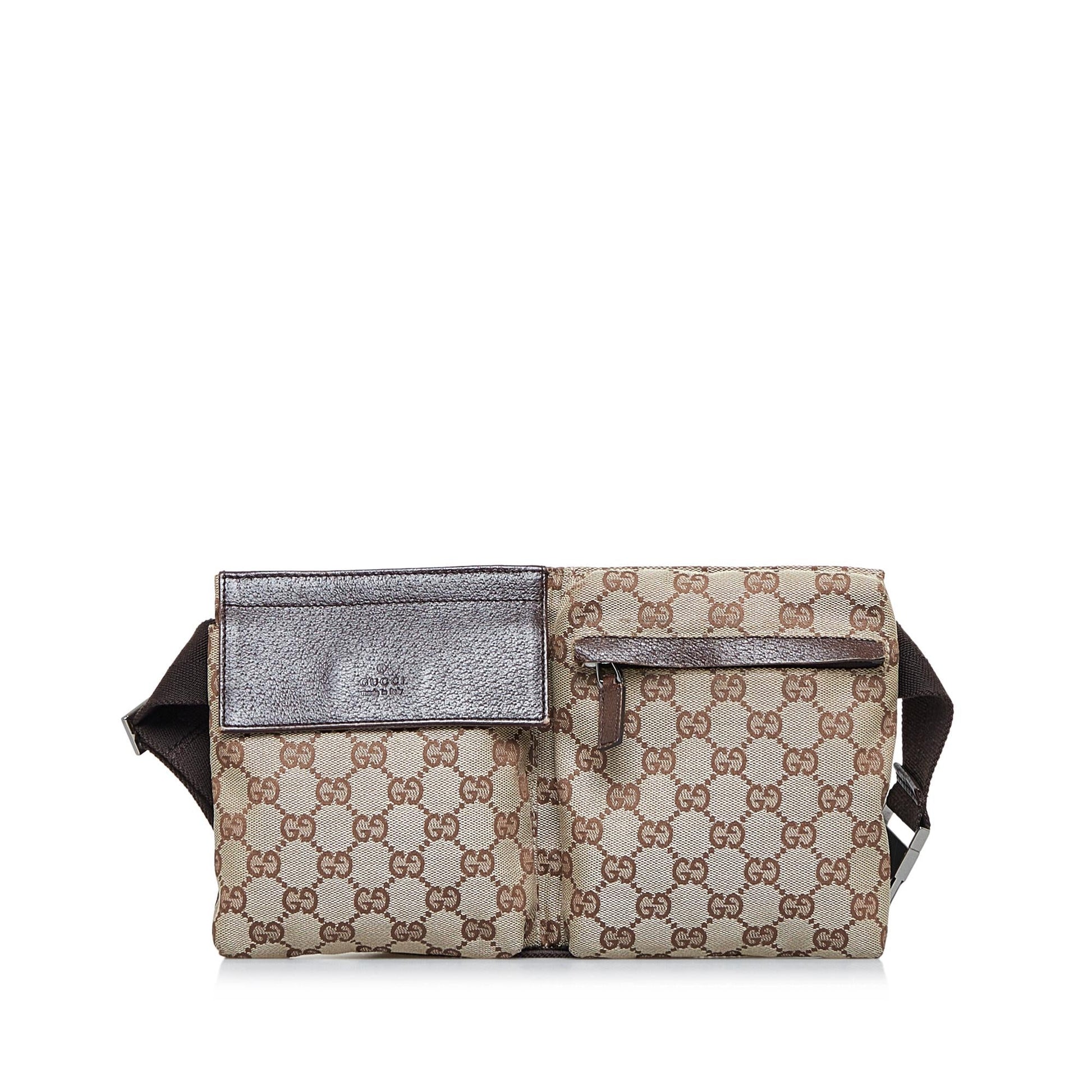 Gucci GG Belt SHG-ZHQTGi Canvas Calf Brown Accessory