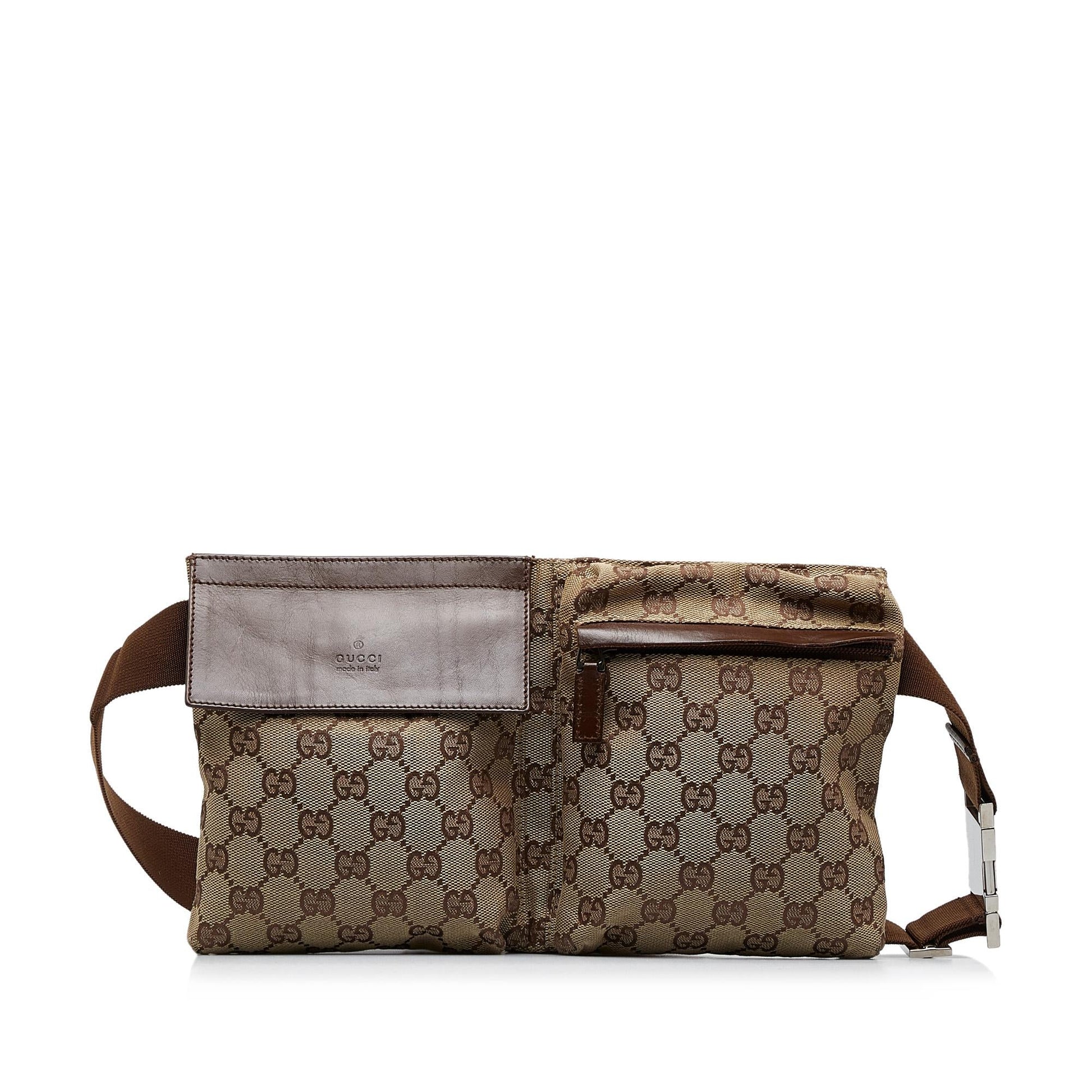 Gucci GG Belt SHG-qT6KSY Canvas Calf Brown Accessory