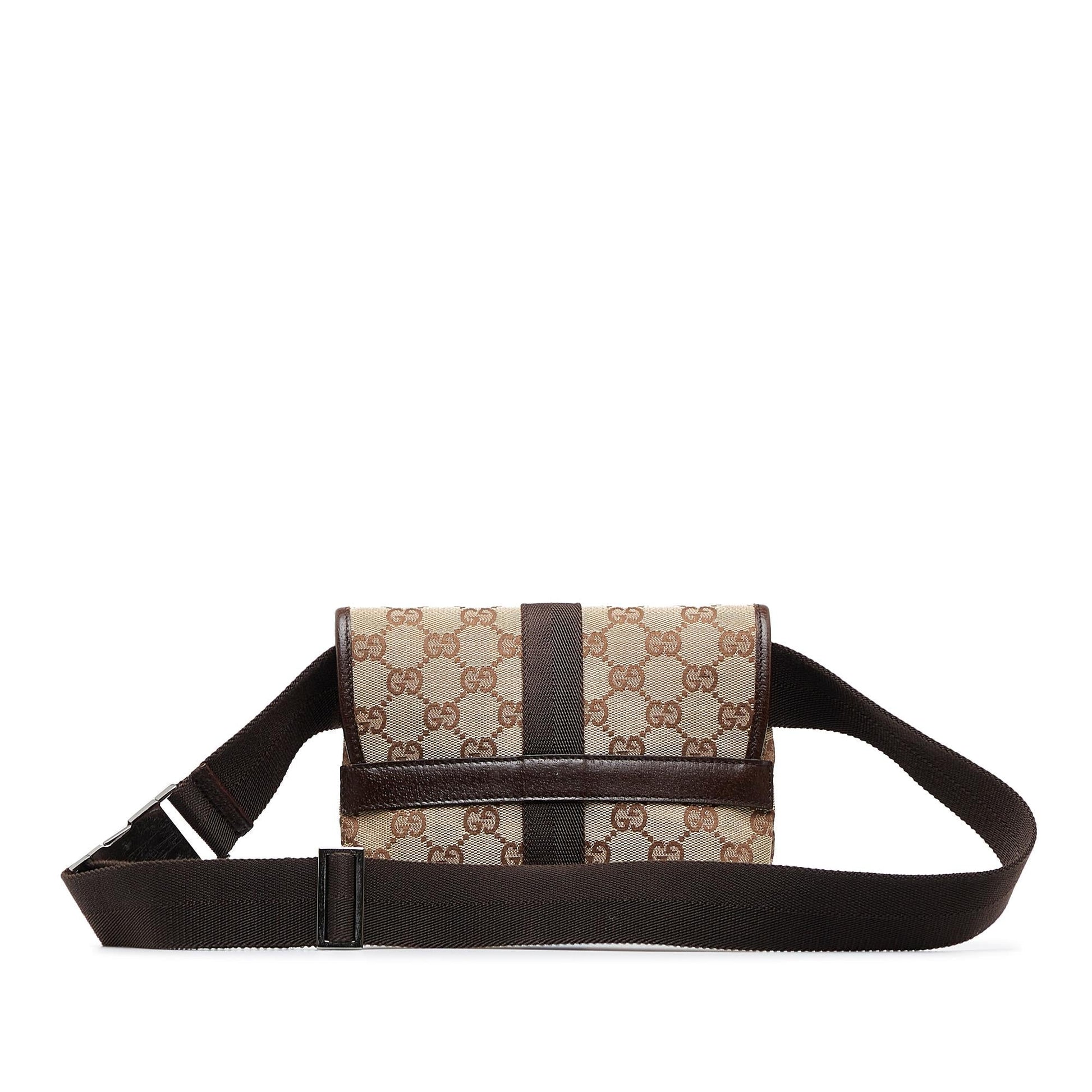 Gucci GG Belt SHG-fjvCjQ Canvas Brown Accessory