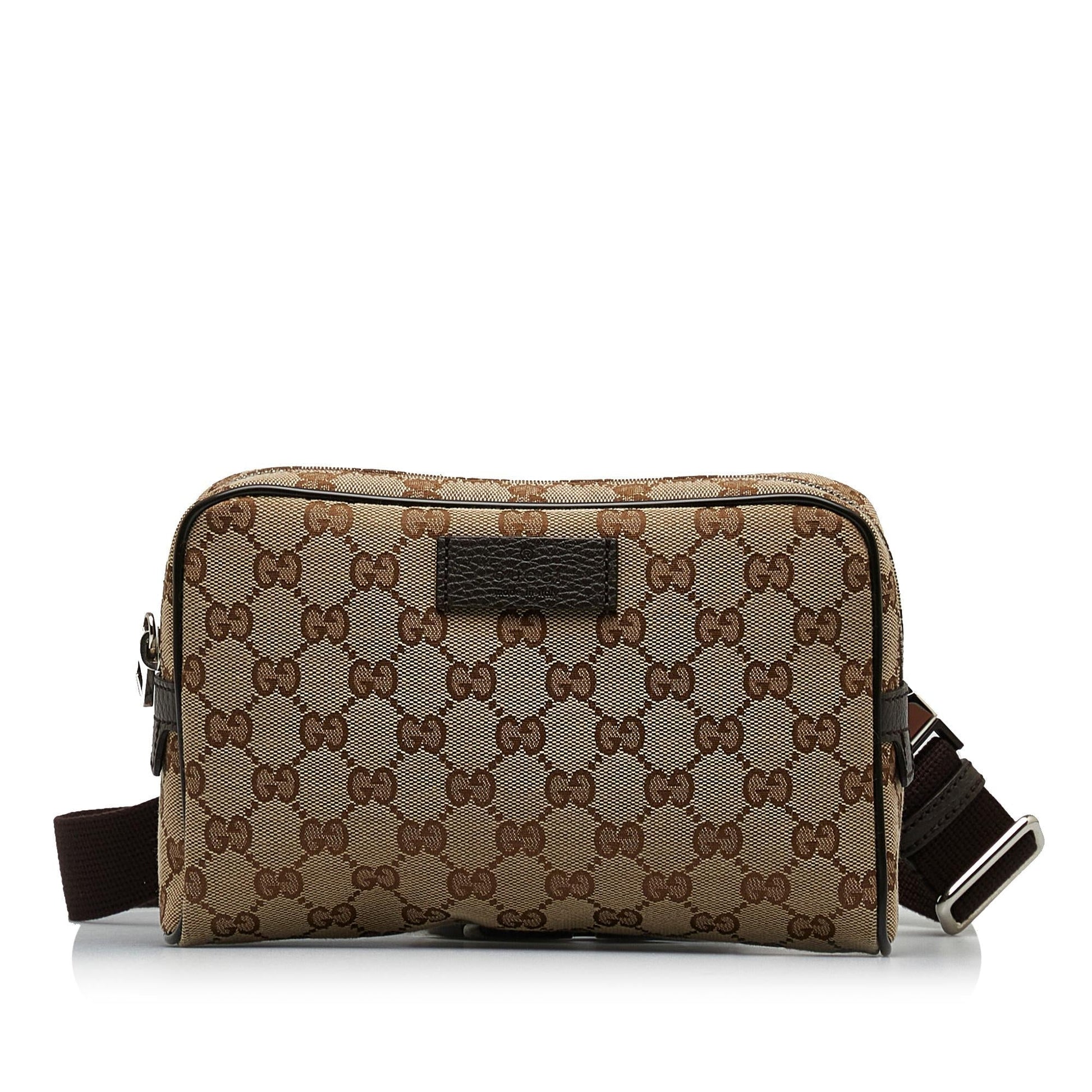 Gucci GG Belt SHG-h8yGz4 Canvas Calf Brown Accessory