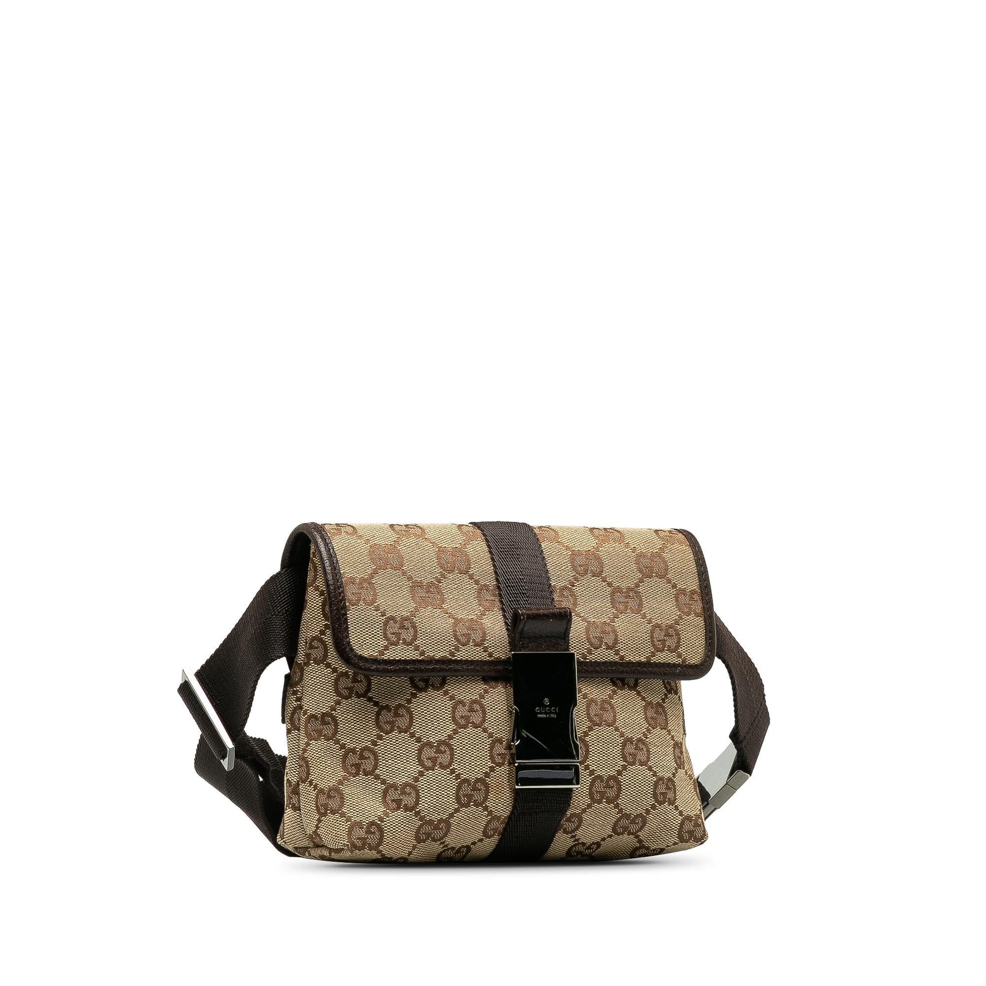 Gucci GG Belt SHG-h2DIhN Canvas Calf Brown Accessory