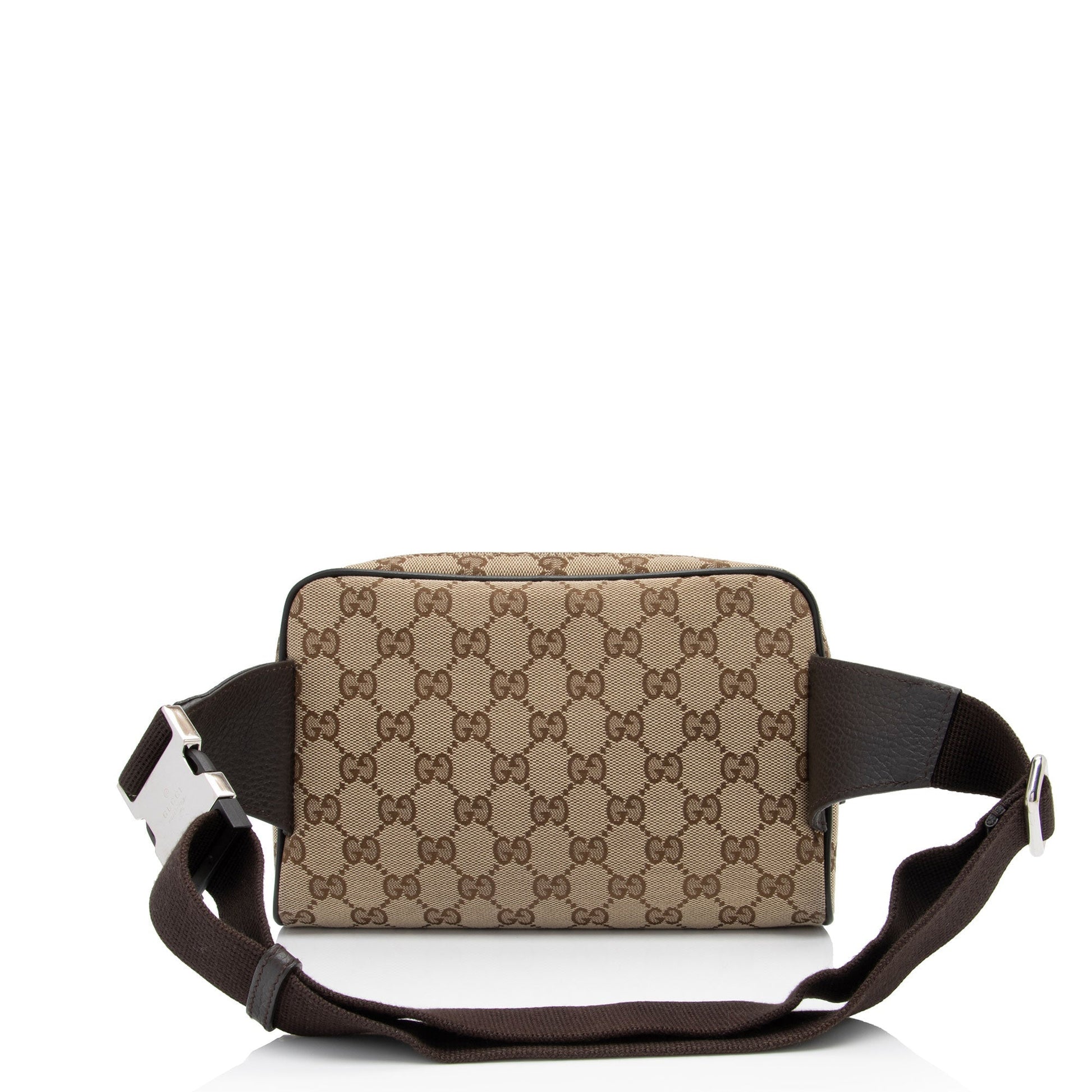 Gucci GG Belt SHF-ccGVDn Leather Canvas Nylon Brown Accessory