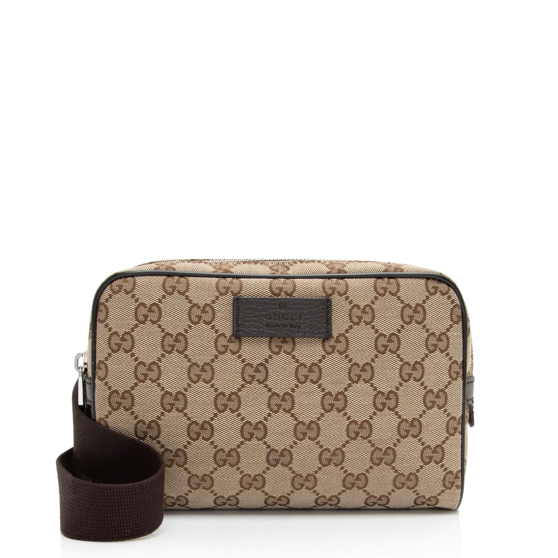 Gucci GG Belt Leather Canvas Nylon Brown Accessory Shf 1N1Kk6