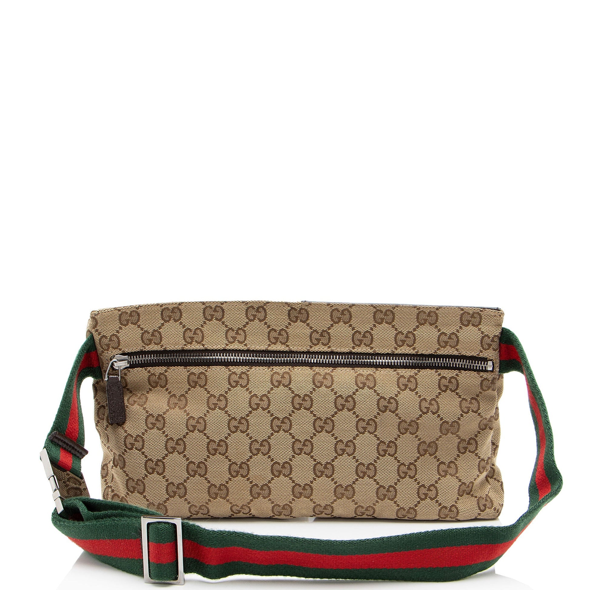 Gucci GG Double Pocket Belt SHF-AmXbhv Leather Canvas Nylon Brown Accessory